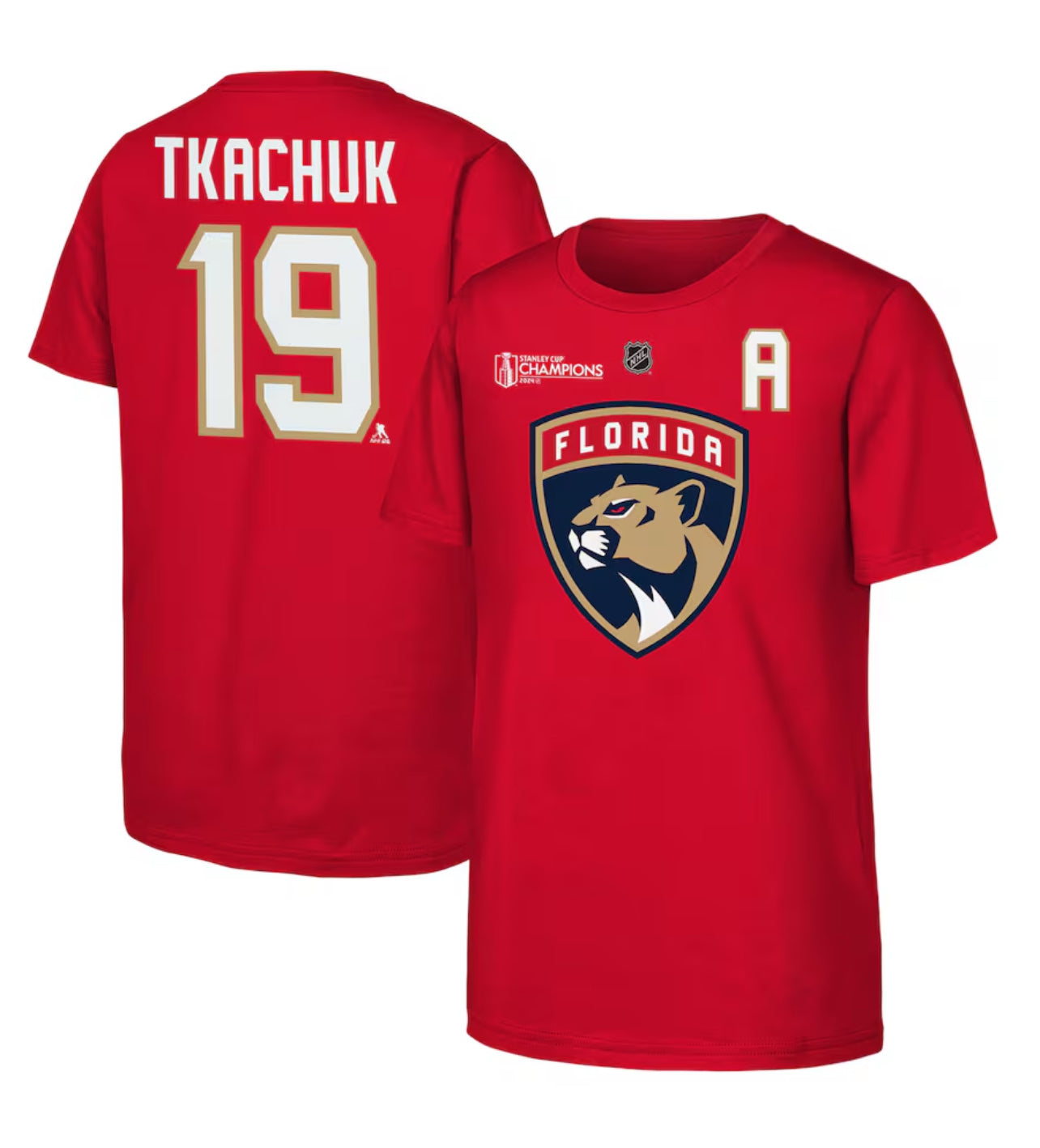 Outer Stuff Florida Panthers Kids Stanley Cup Champions Matthew Tkachuk T Shirt Red M 5 6