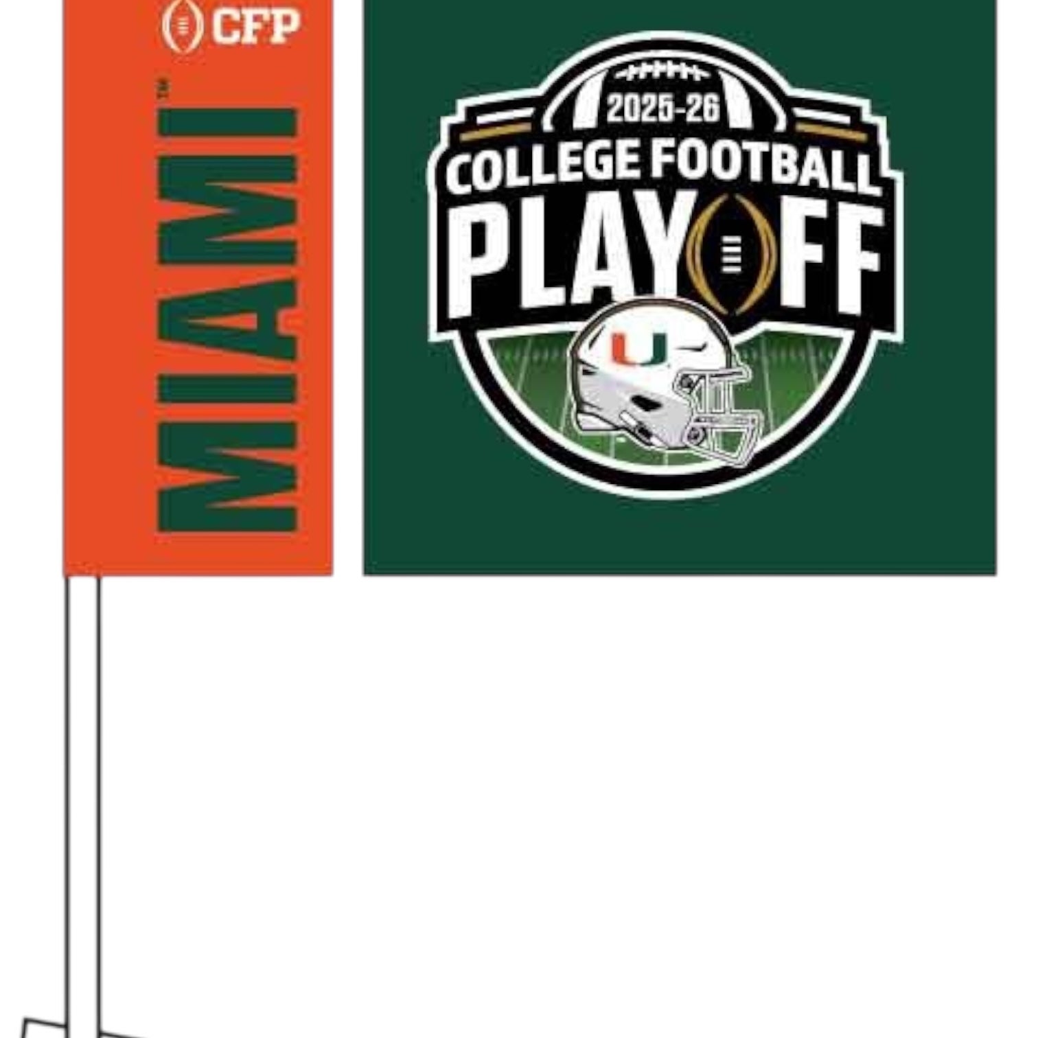 Miami Hurricanes CFP College Football Playoffs Car Flag - Green
