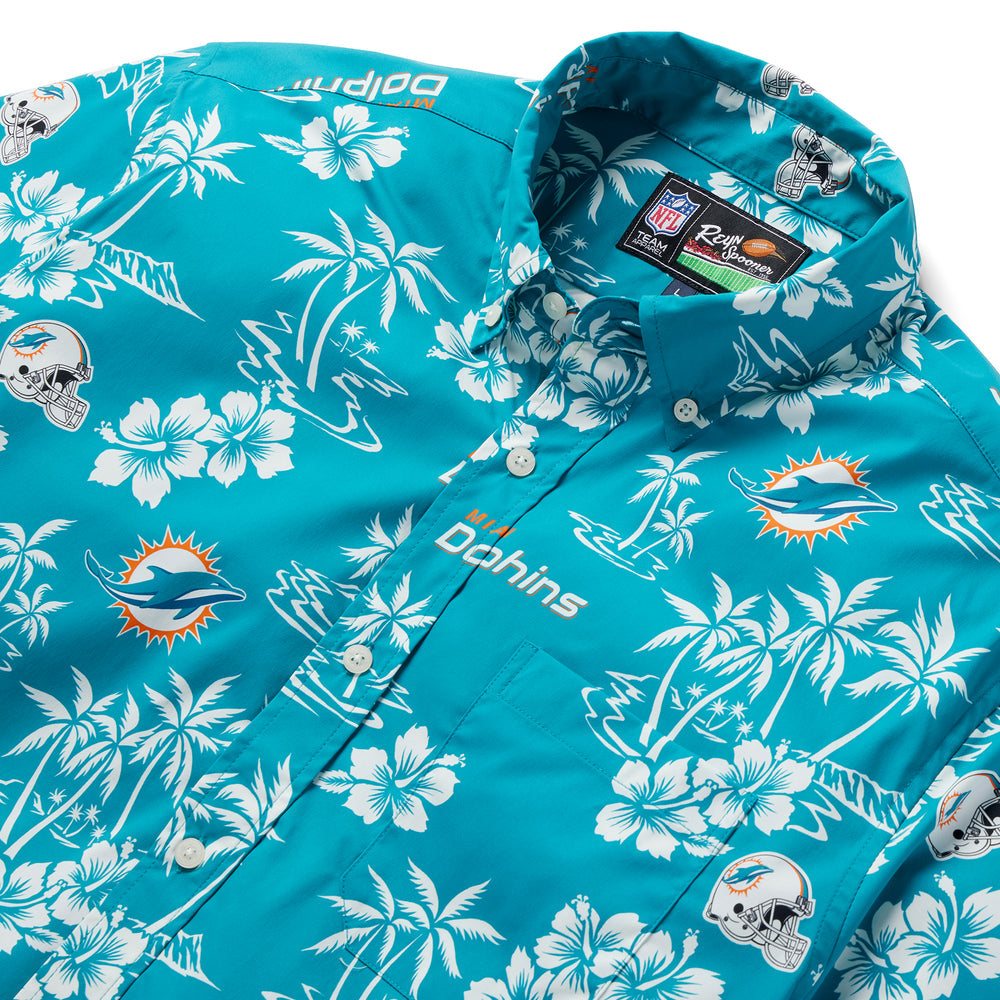 Miami Dolphins Reyn Spooner Kekai Performance Button Down Shirt - Aqua