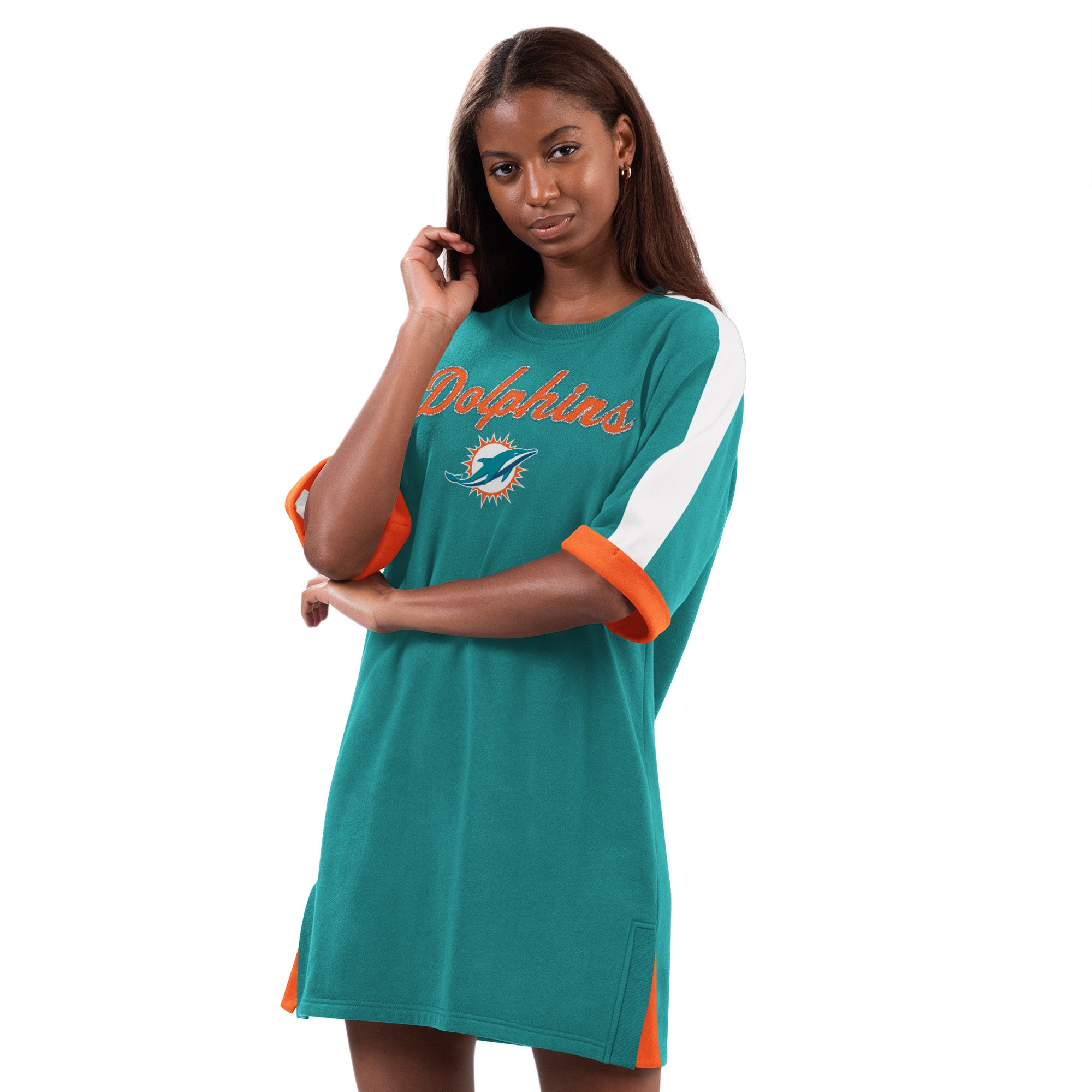 Miami Dolphins G-III 4Her by Carl Banks Women's Flag Sneaker Dress - Aqua