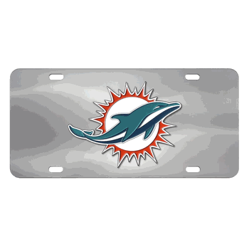 Miami Dolphins Diecast Heavy Duty Mirrored License Plate 12"x6"
