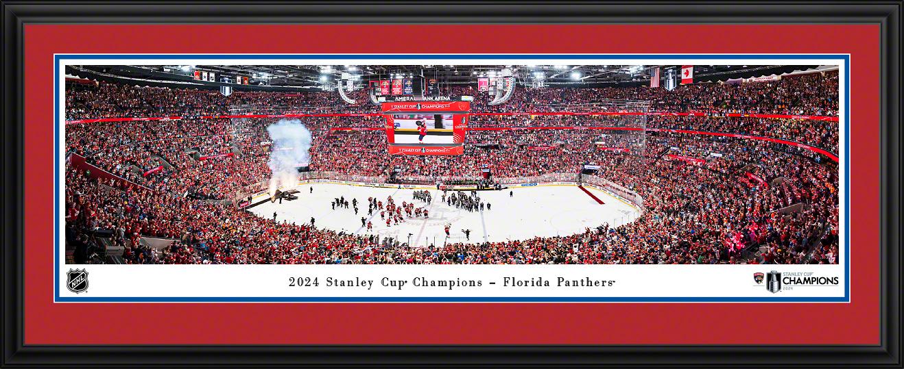 Florida Panthers 2024 Stanley Cup Champions Deluxe Framed Panoramic Picture - 44" x 18"