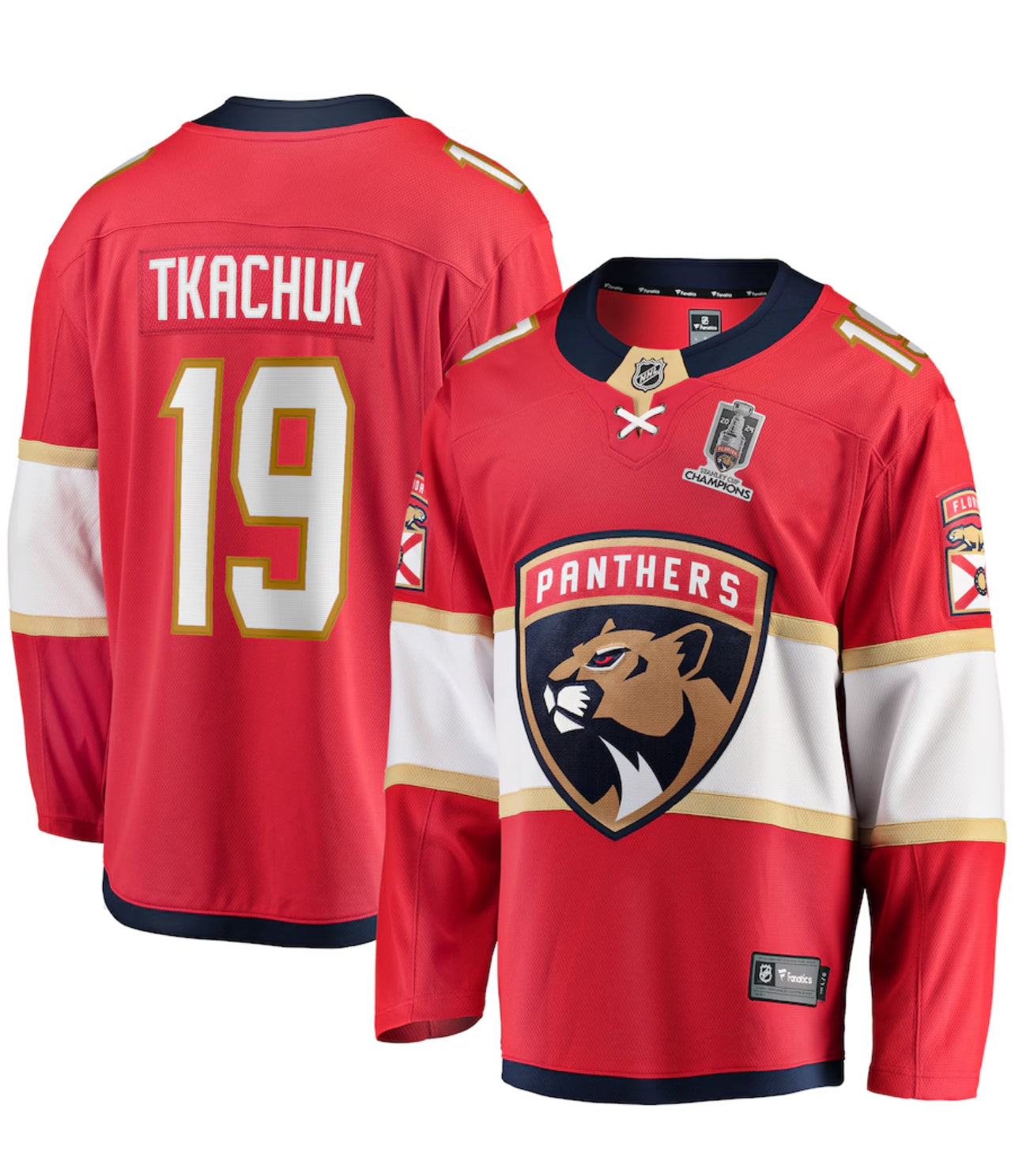 panthers gear Florida Panthers Matthew Tkachuk 2024 Stanley Cup Champions Breakaway Player Jersey