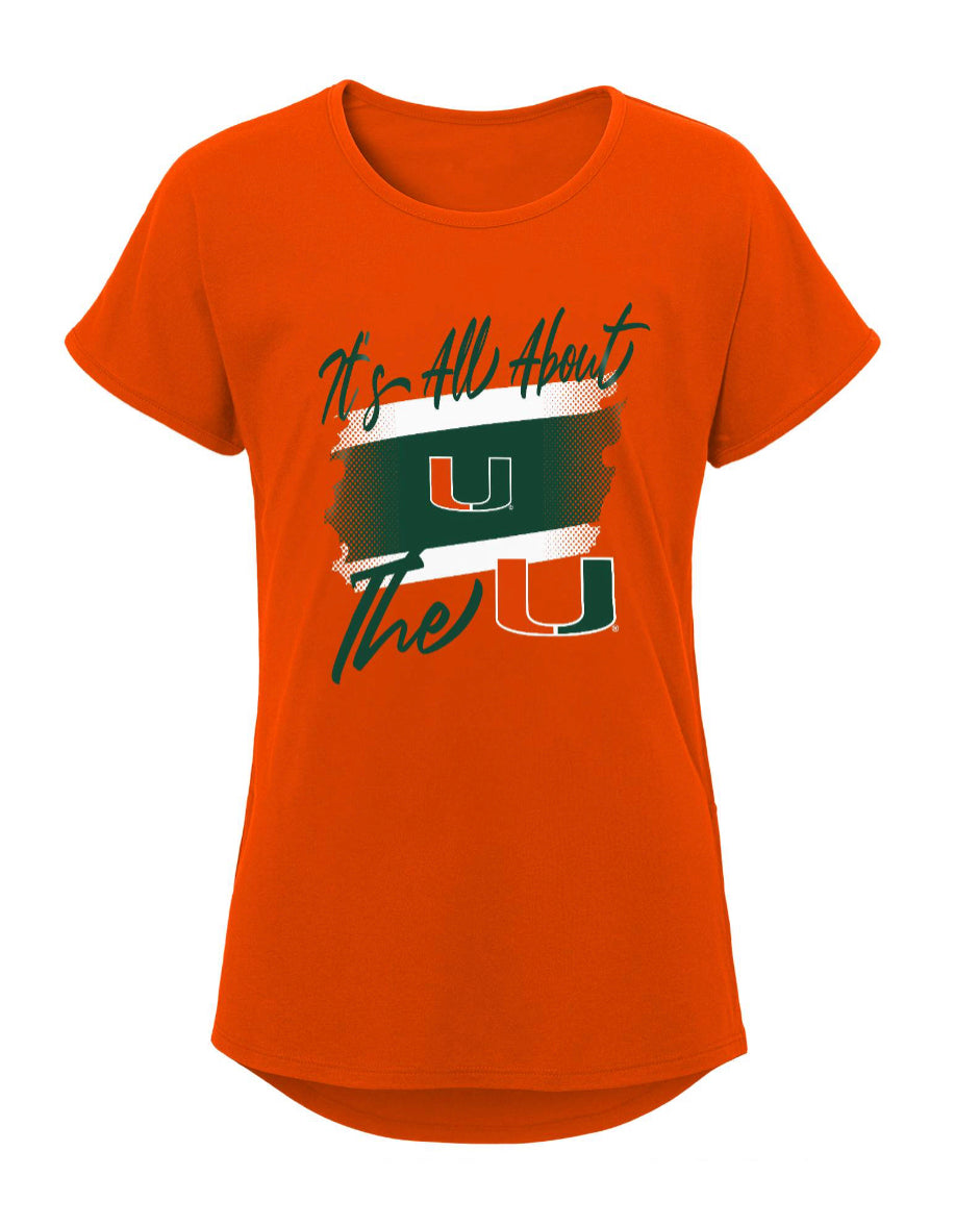 Miami Hurricanes Girls It's All About The U Dolman T-Shirt - Orange