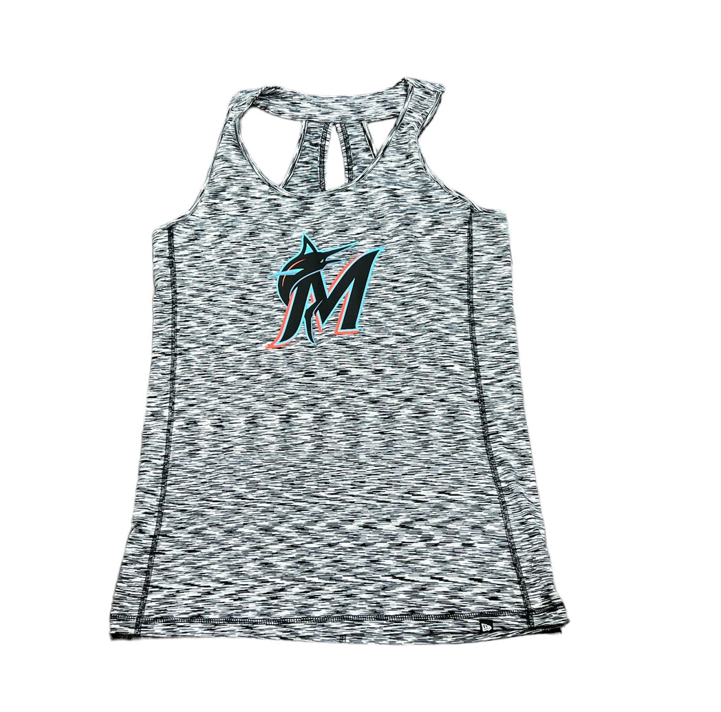 Miami Marlins New Era Womens F1 Active Heathered Racerback Tank Top