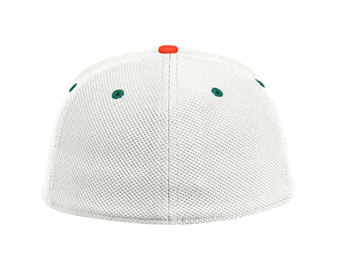 Miami Hurricanes adidas On-Field Fitted Baseball Hat - White/Green