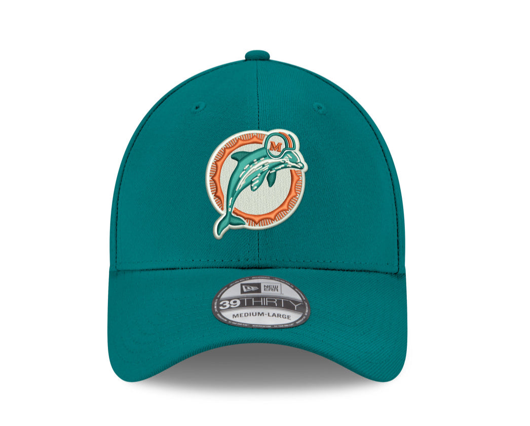 Miami Dolphins New Era Team Classic Throwback Logo 39Thirty Flex Fitted Hat - Aqua