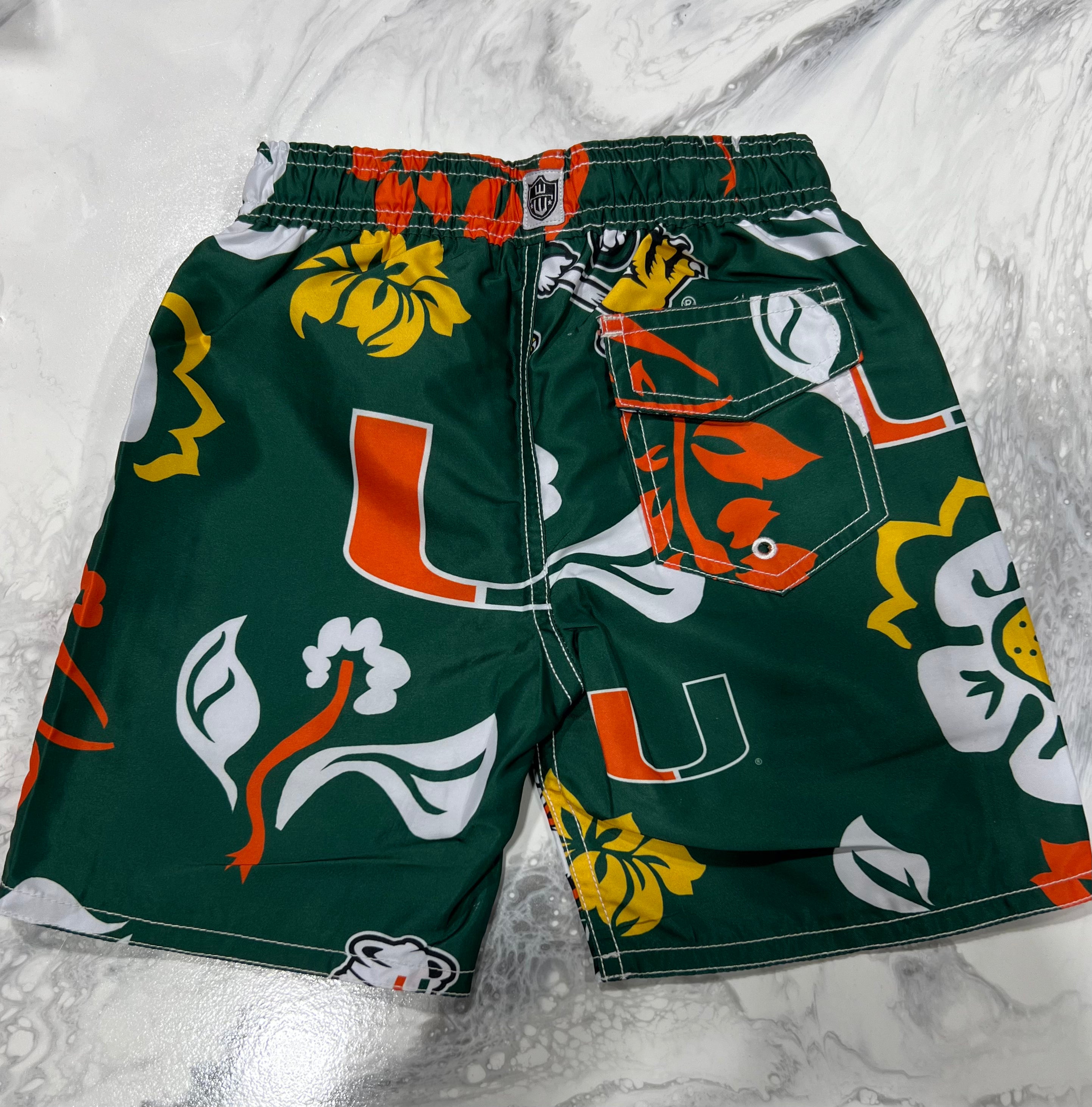 Miami Hurricanes Toddler Floral Volley Evergreen Swim Trunks