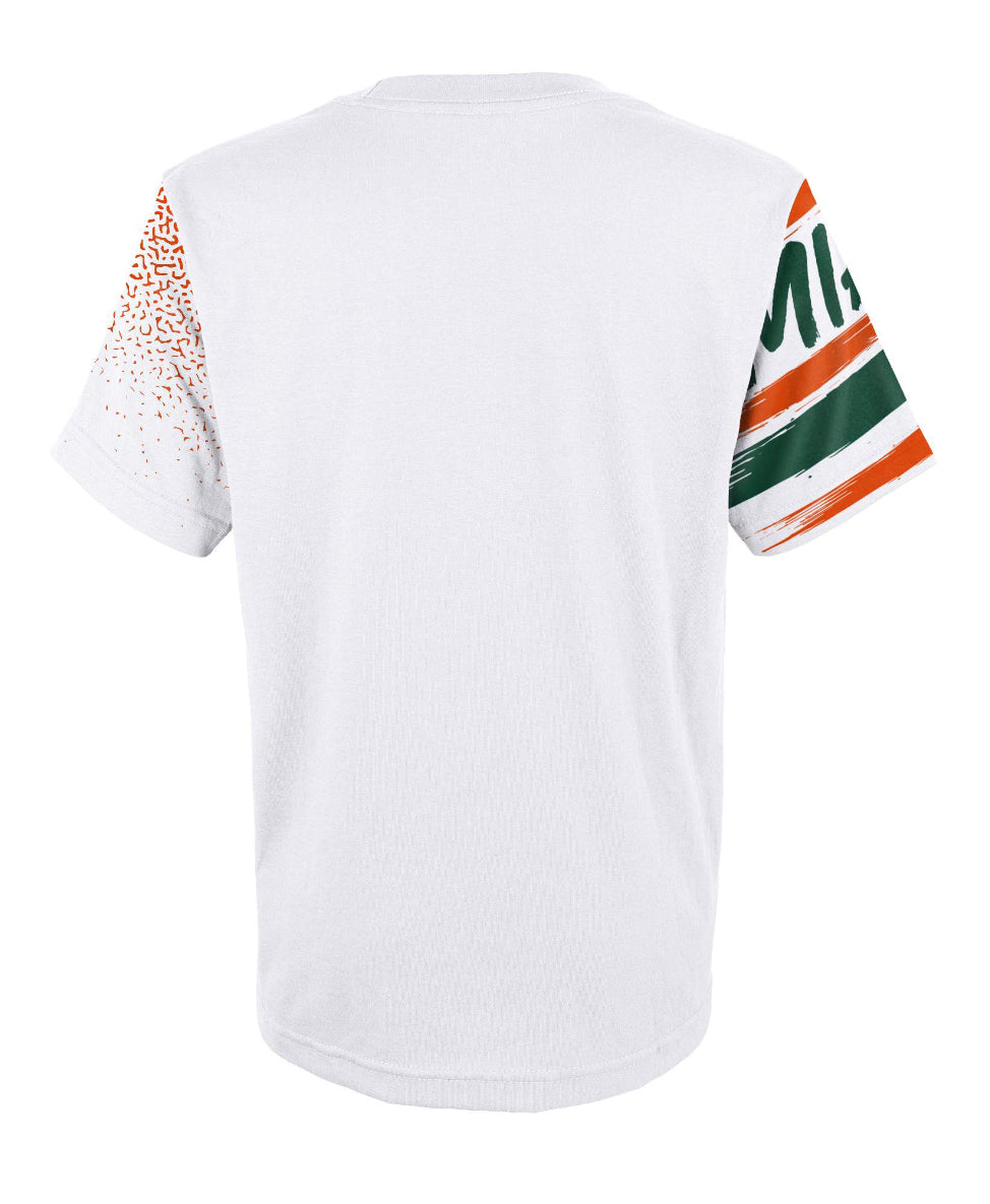 Miami Hurricanes Youth All Over Print T-Shirt - White