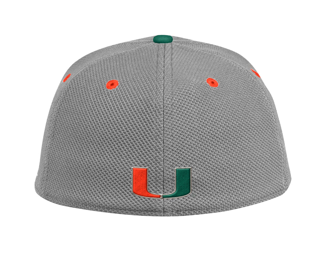 Miami Hurricanes adidas On-Field Baseball Hat - Grey