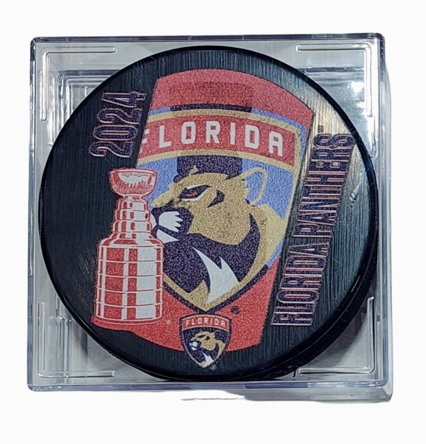 Florida Panthers 2024 Stanley Cup Champions Shadow Souvenir Collector Puck w/Case