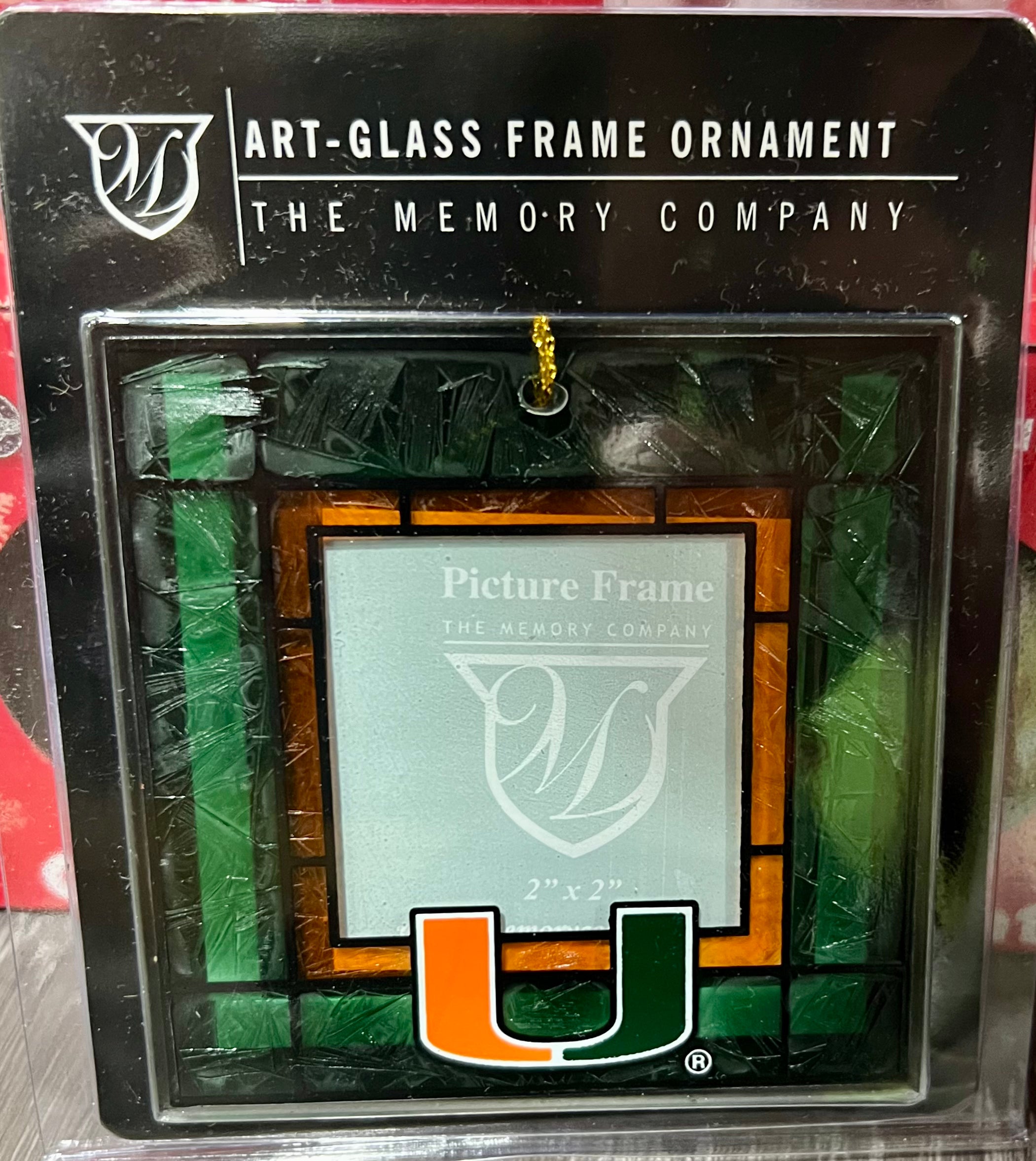 Miami Hurricanes Art-Glass Frame Ornaments