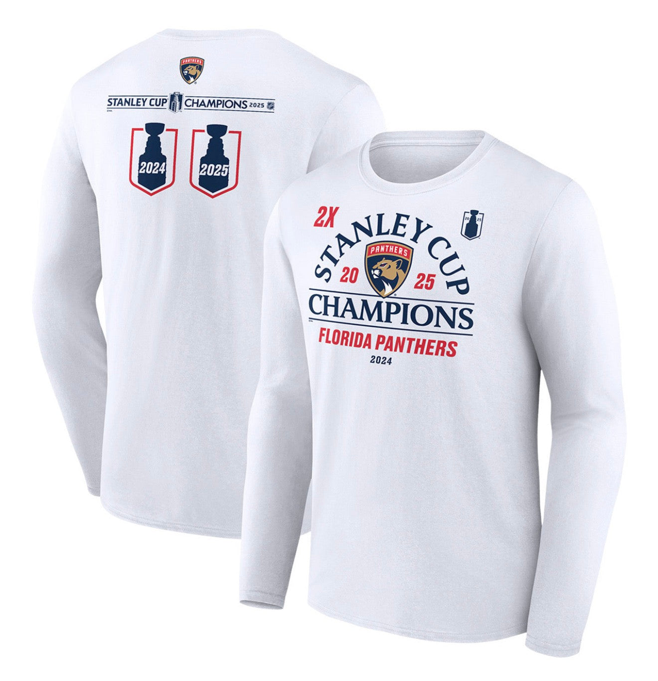 Florida Panthers Fanatics Two-Time Stanley Cup Champions Top Line Long Sleeve T-Shirt - White