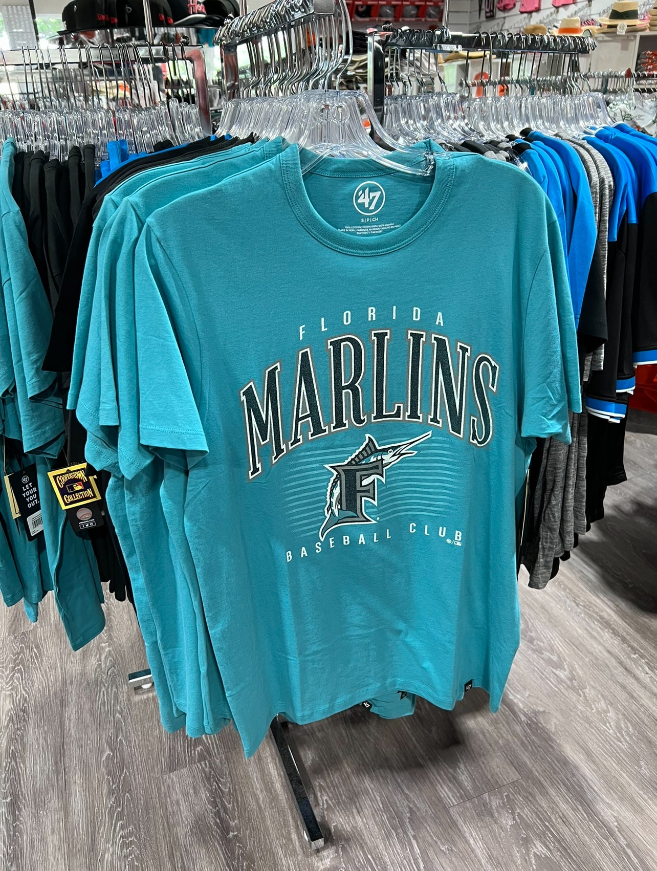 Miami Marlins 47 Brand Cooperstown Oceanic Double Header Franklin T-Shirt - Teal