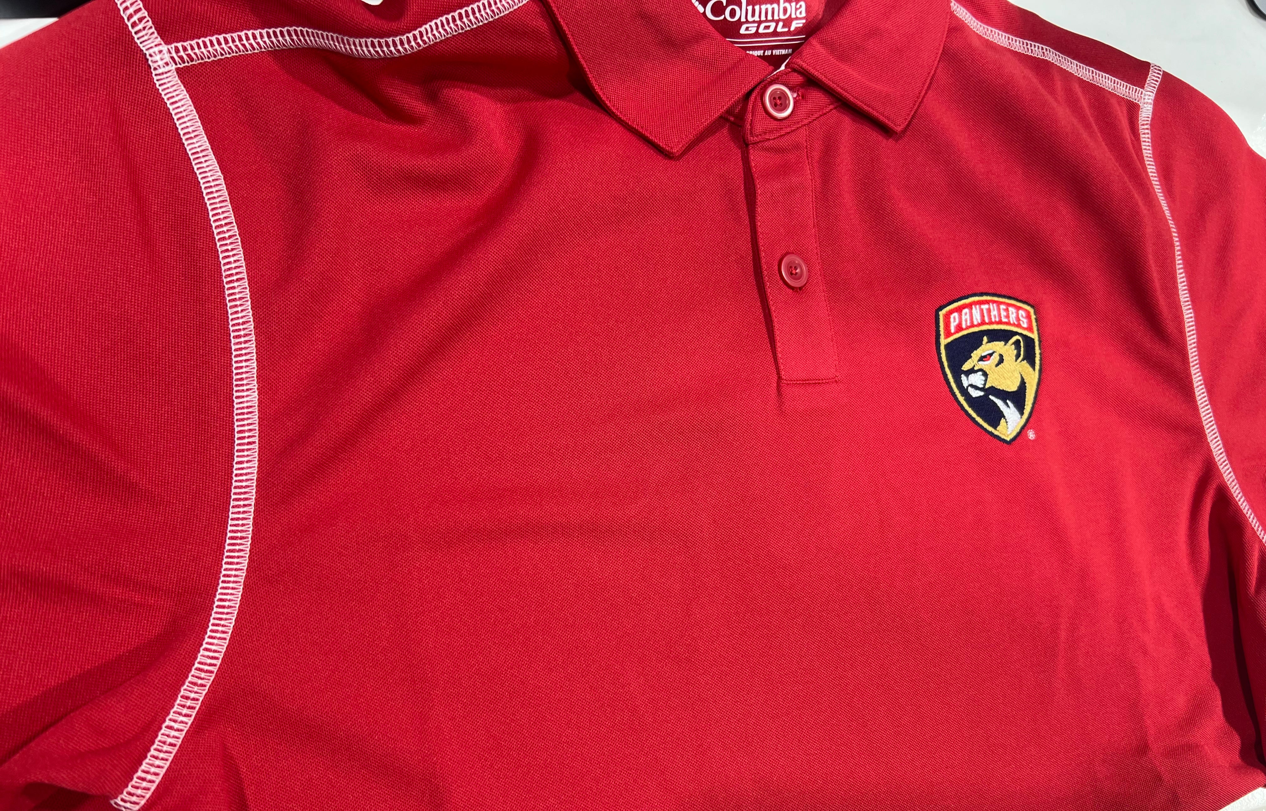 Florida Panthers Columbia Omni-Wick High Stakes Polo Logo - Red