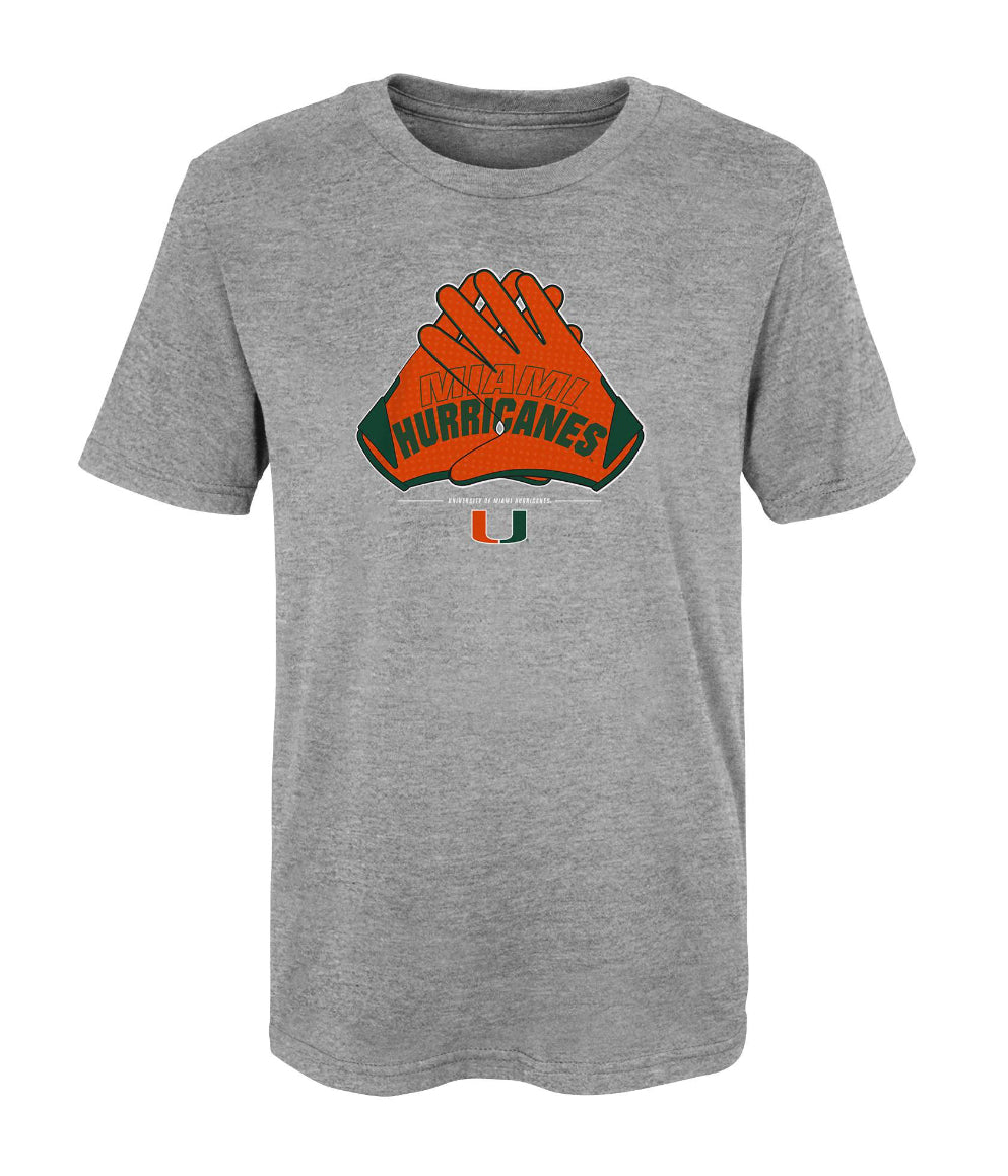 Miami Hurricanes Youth Little Kids Hands Up T-Shirt - Grey