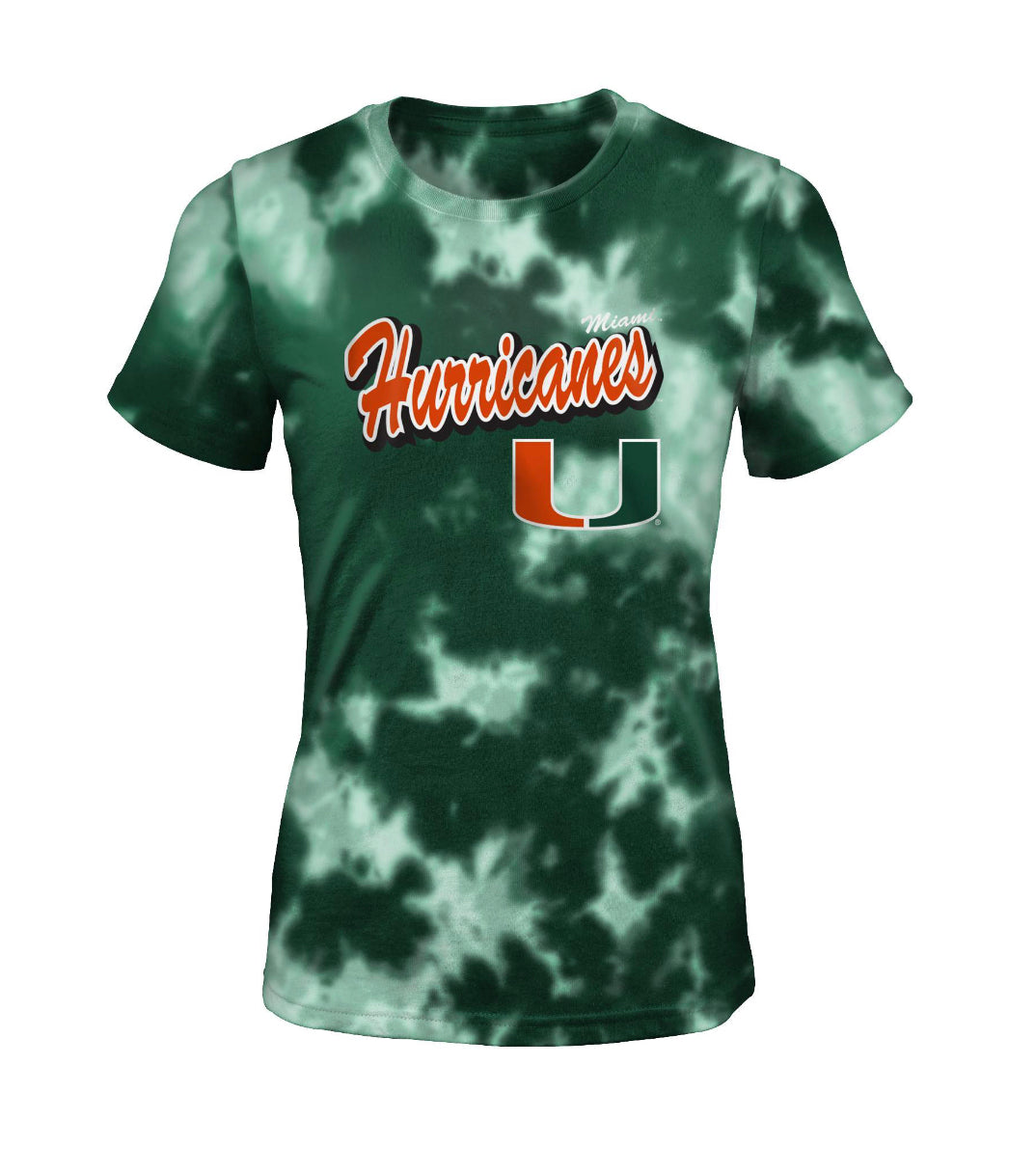 Miami Hurricanes Youth & Kids Dream Team Fashion Tee - Green Cloud Dye