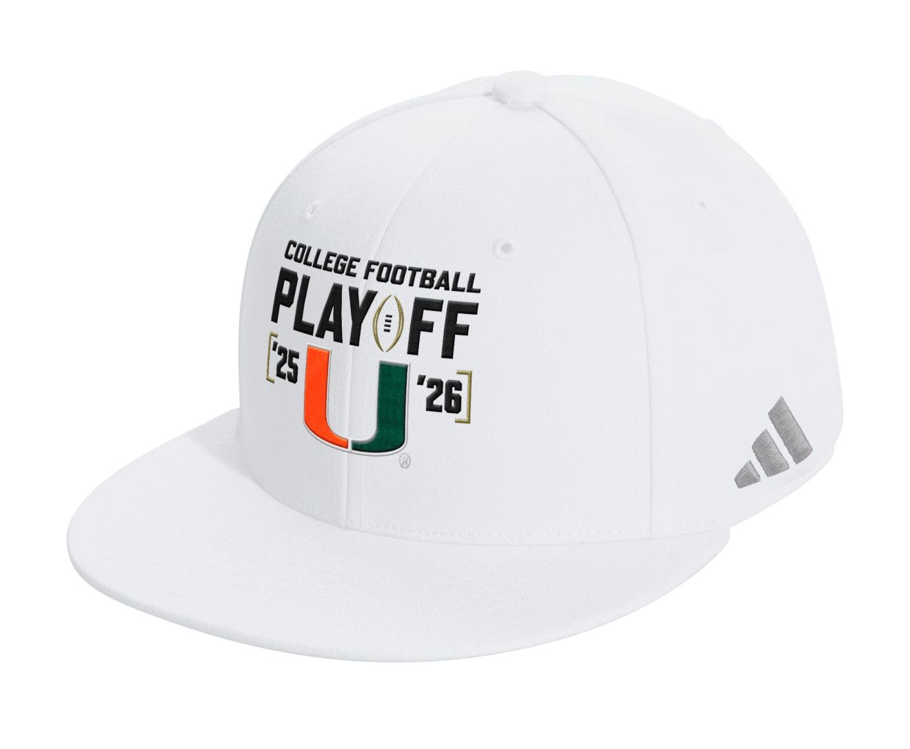 Miami Hurricanes adidas 2025-26 CFP College Football Playoff Snapback Hat - White