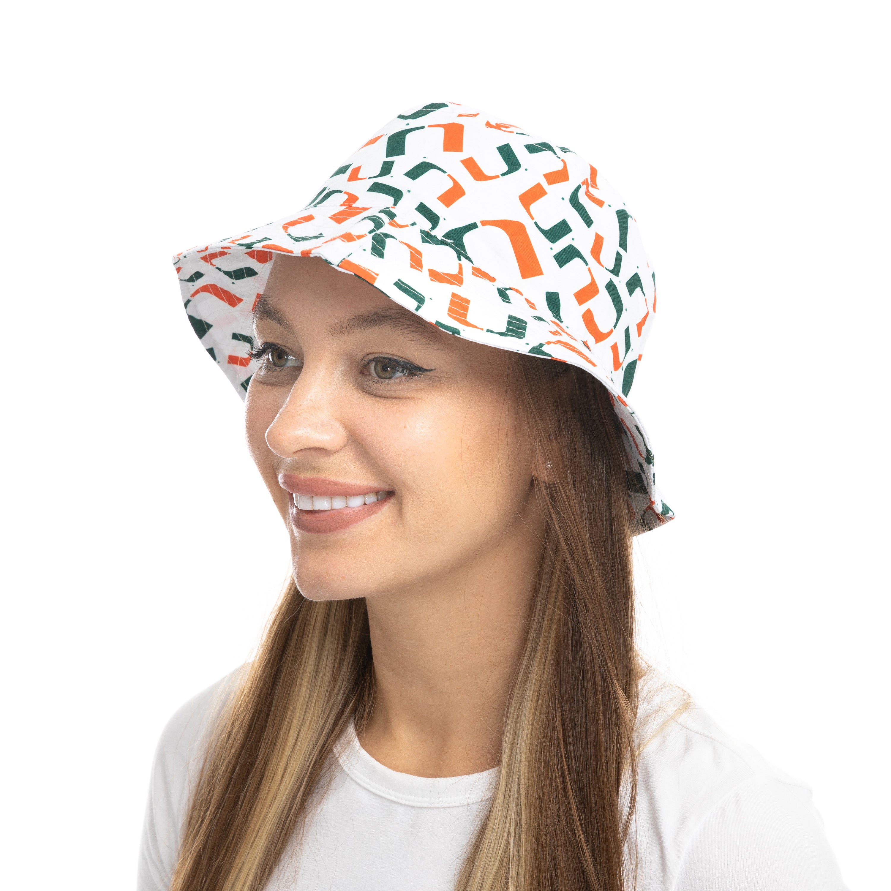 Miami Hurricanes ZooZatz U Print All Over Bucket Hat - White