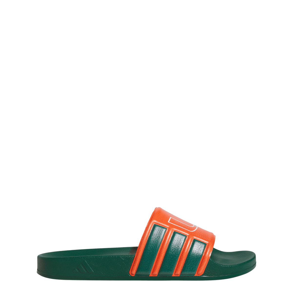 Miami Hurricanes adidas 2026 Performance Shower Slides - Green/Orange