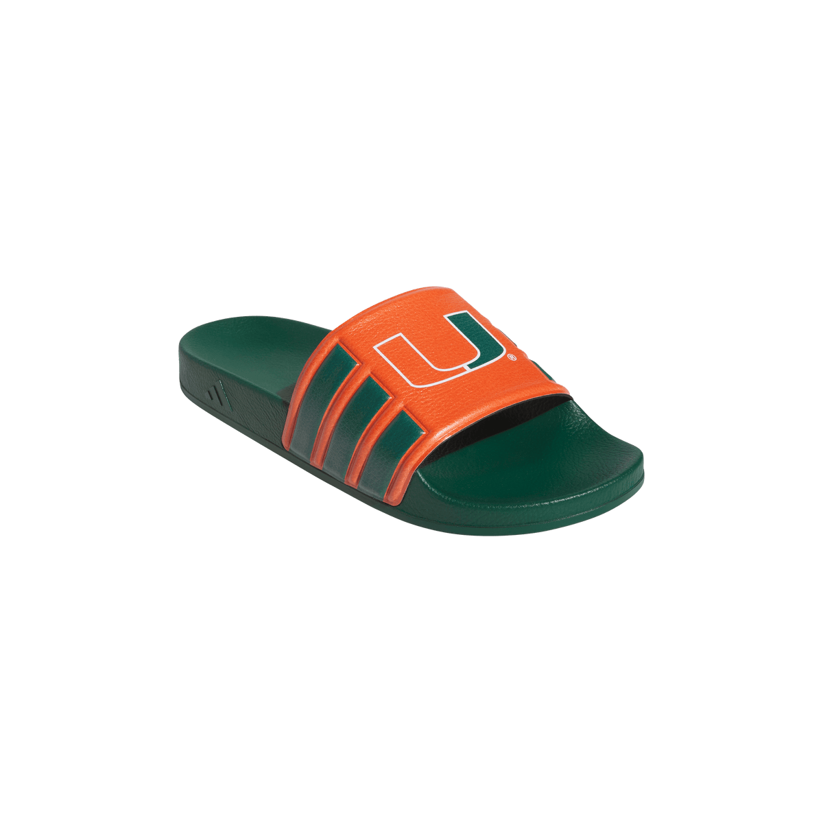 Miami Hurricanes adidas 2026 Performance Shower Slides - Green/Orange