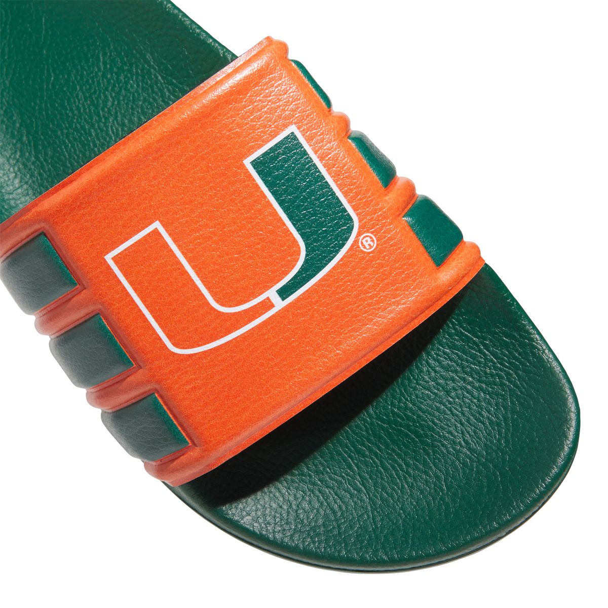 Miami Hurricanes adidas 2026 Performance Shower Slides - Green/Orange