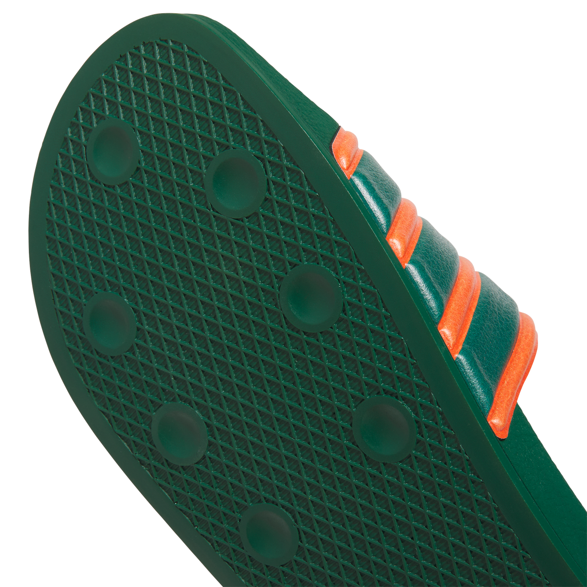 Miami Hurricanes adidas 2026 Performance Shower Slides - Green/Orange