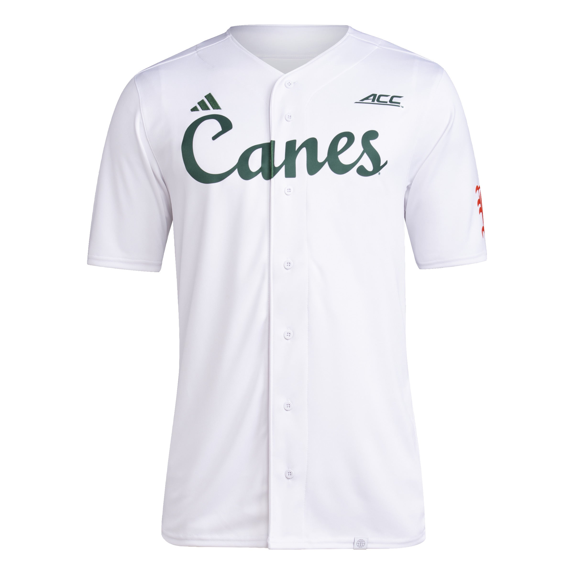 Miami Hurricanes adidas Canes Baseball Button Down Jersey - White