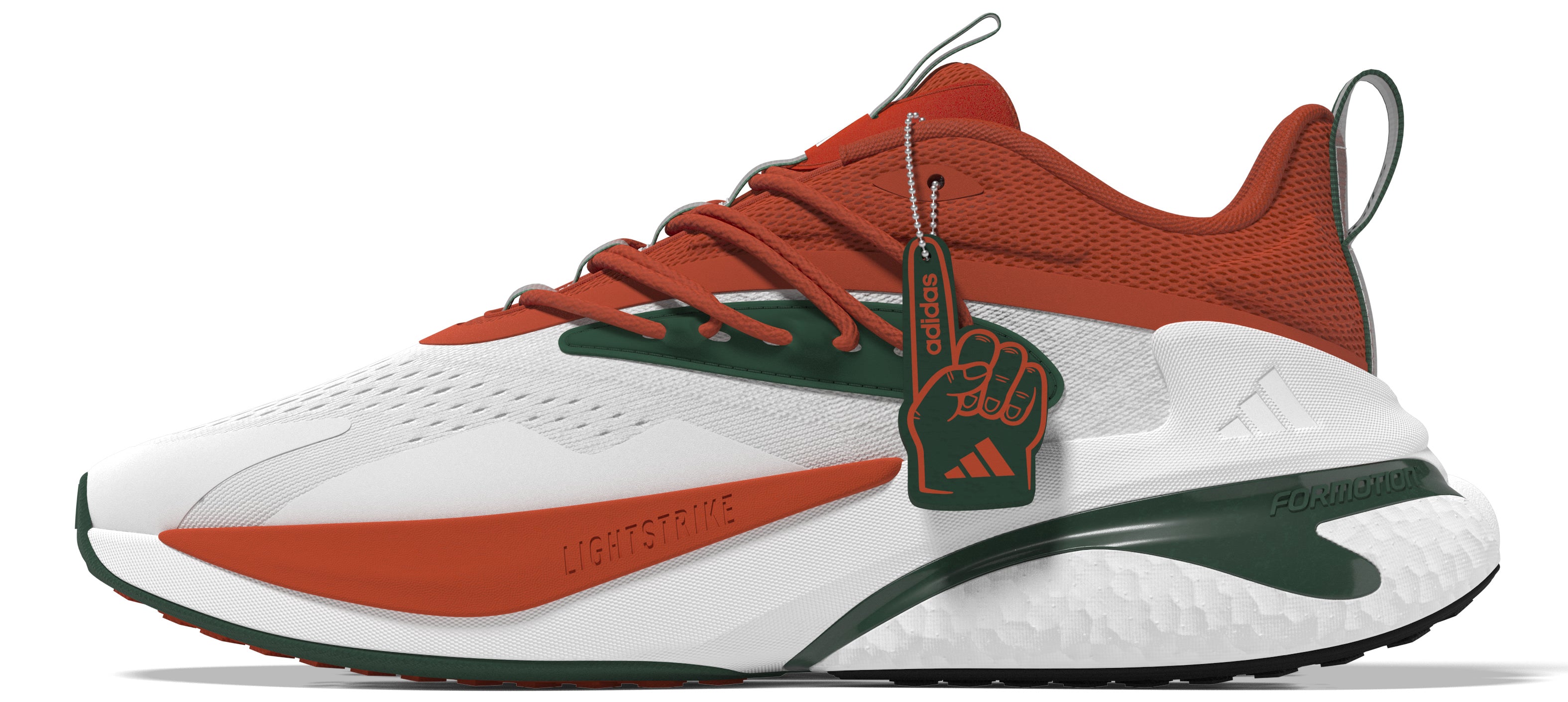 Miami Hurricanes adidas 2024 AlphaBoost V2 Shoes - White/Orange
