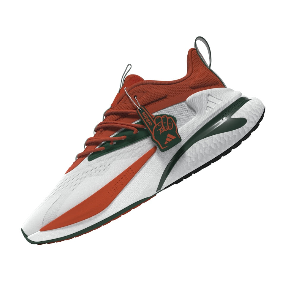 Miami Hurricanes adidas 2024 AlphaBoost V2 Shoes - White/Orange