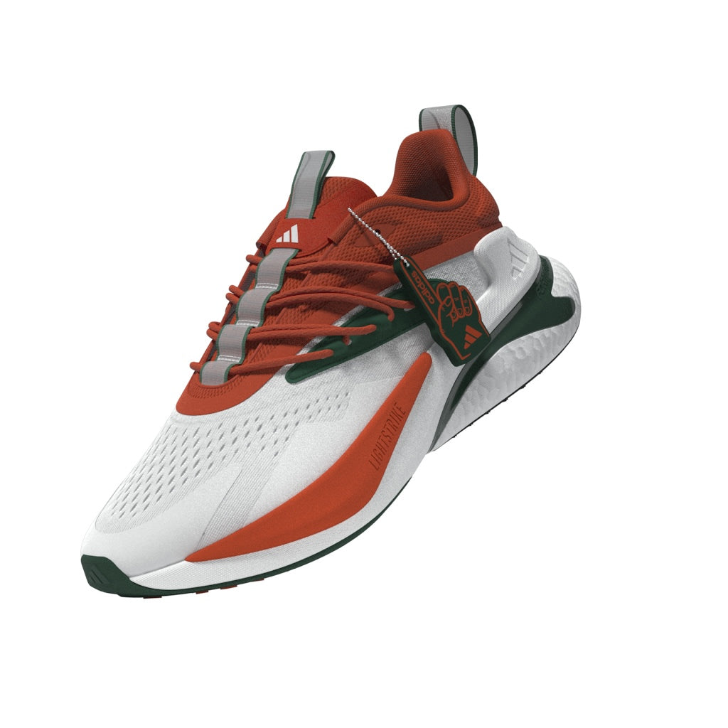Miami Hurricanes adidas 2024 AlphaBoost V2 Shoes - White/Orange