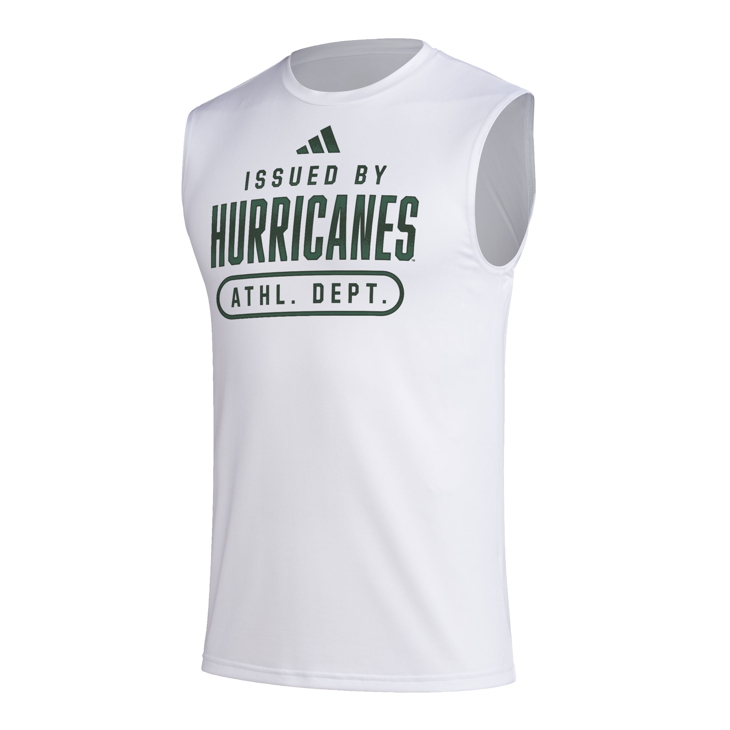 Miami Hurricanes 2023 adidas Aerorready Pregame Issue By Sleeveless T-Shirt - White