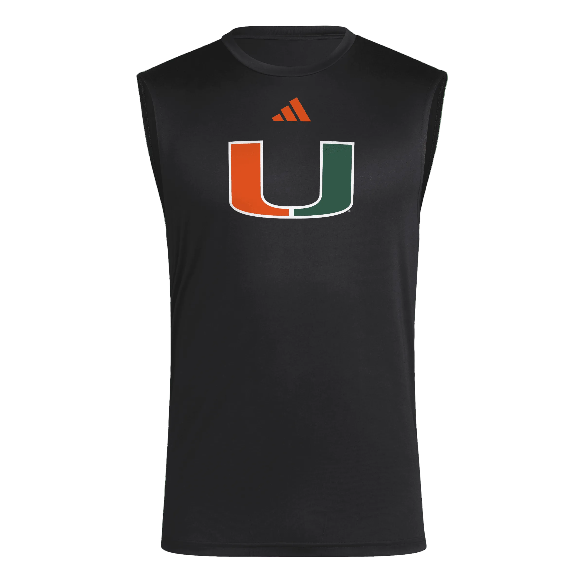 Miami Hurricanes adidas 2026 Primary Logo Sleeveless Pregame T-Shirt - Black