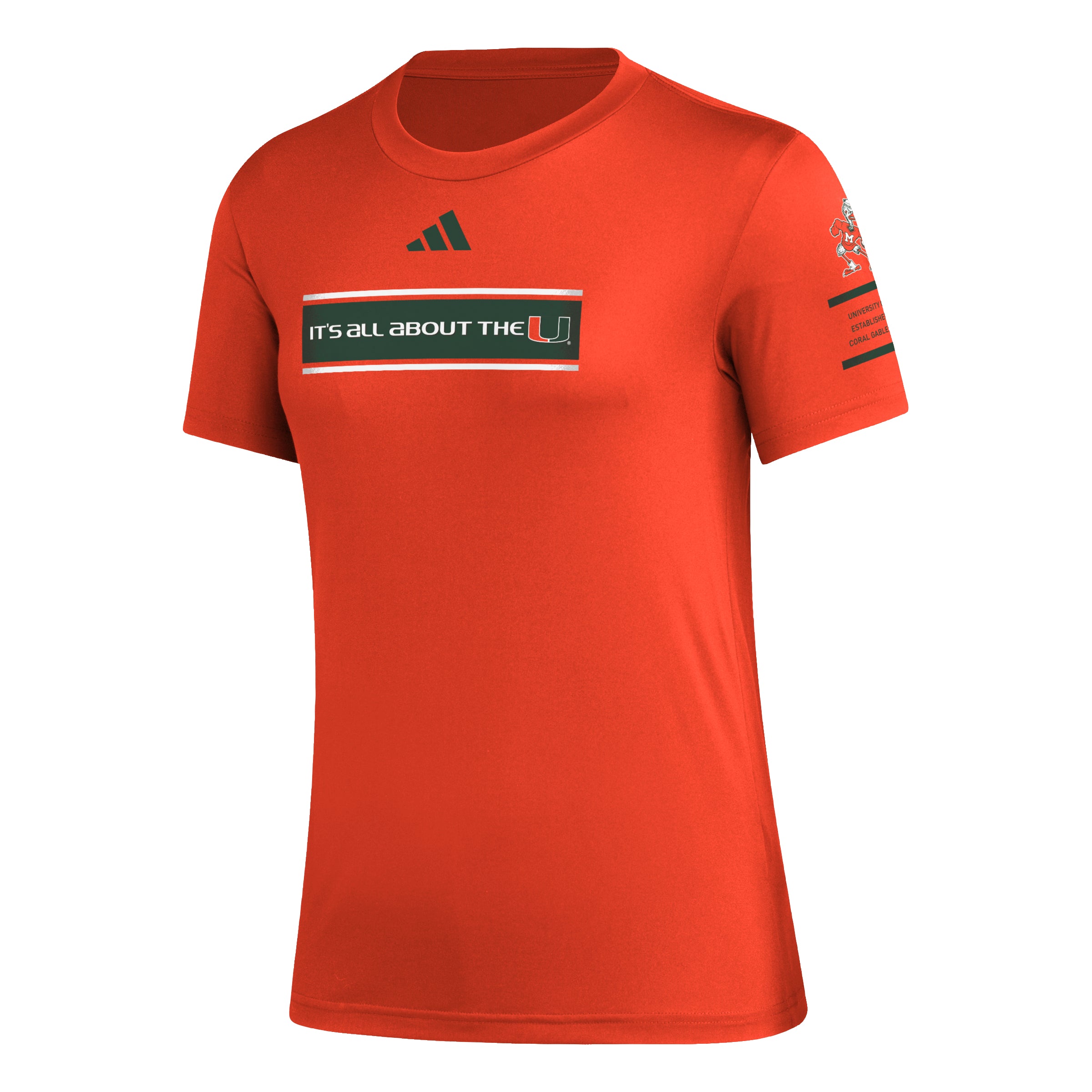 Miami Hurricanes adidas Women's Locker Slogan Aeroready Pregame T-SHirt - Orange