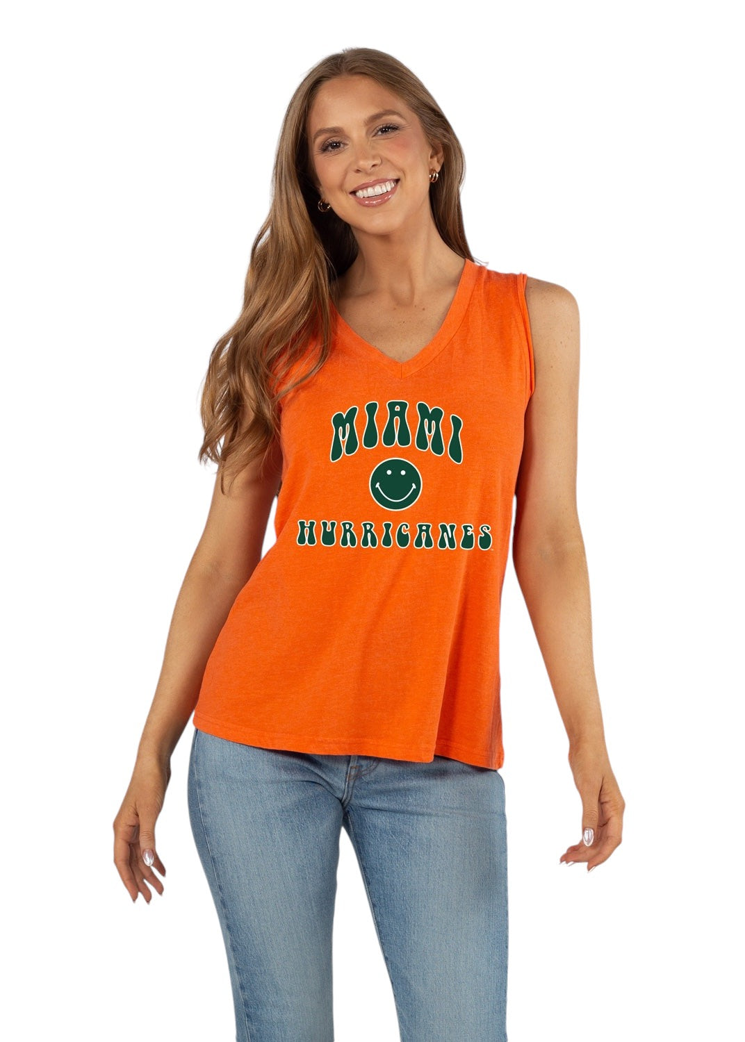 Miami Hurricanes Chicka-D V-Smiley Tank - Orange