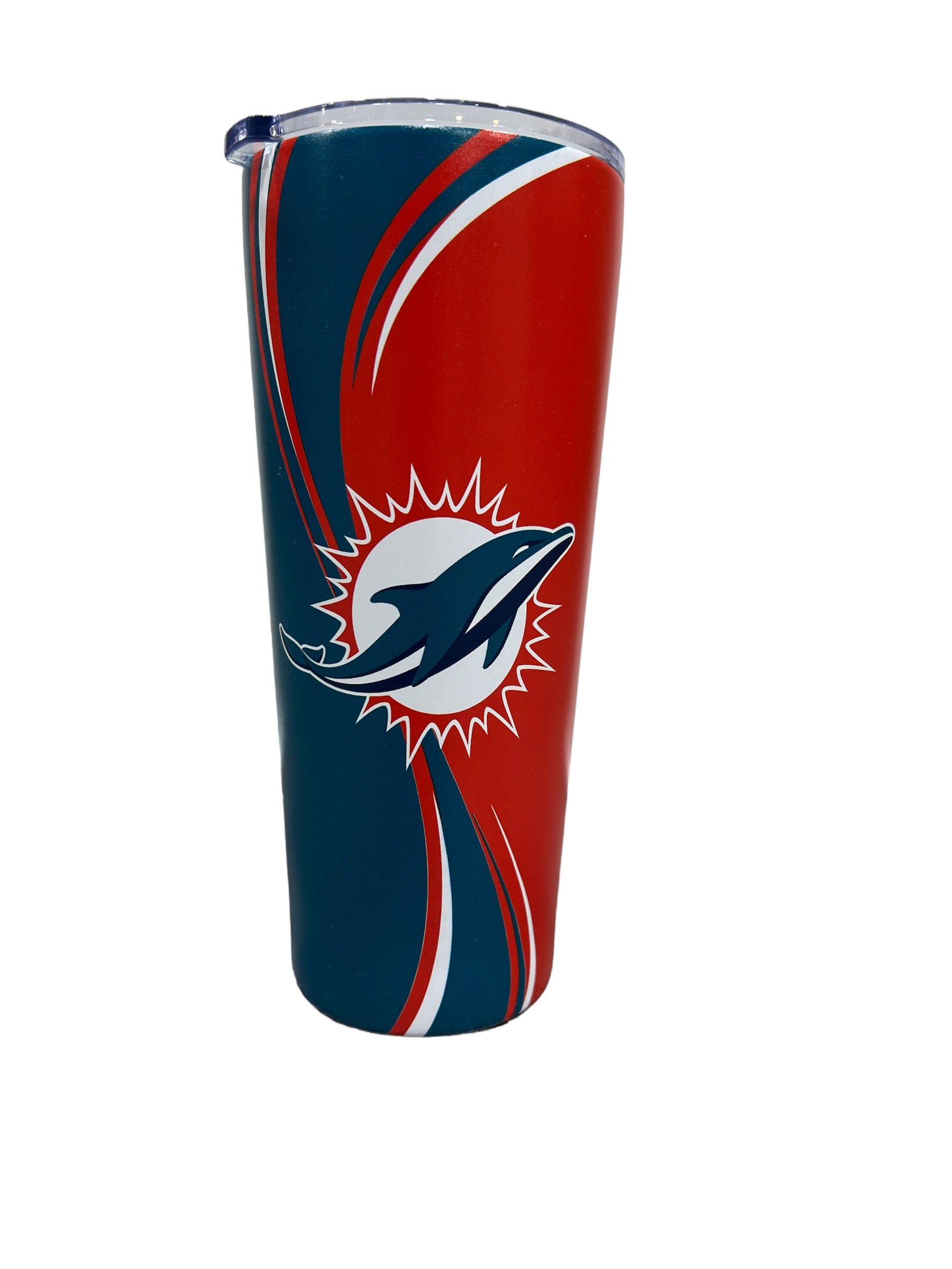 Miami Dolphins 20 Oz Swirl Stainless Steel Tumbler w/Stainless Steel Straw