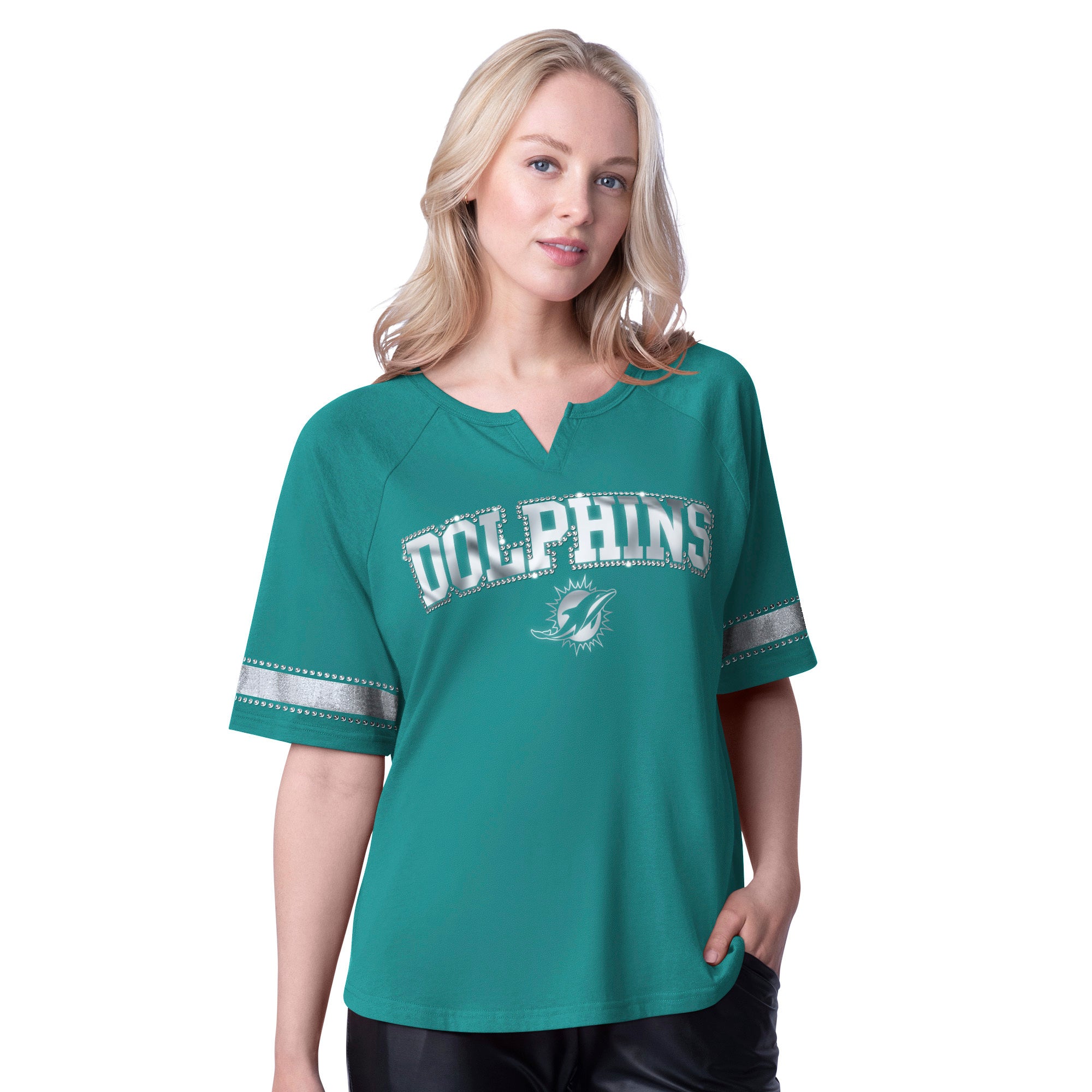Miami Dolphins Glll Women's V-Neck T-Shirt - Aqua