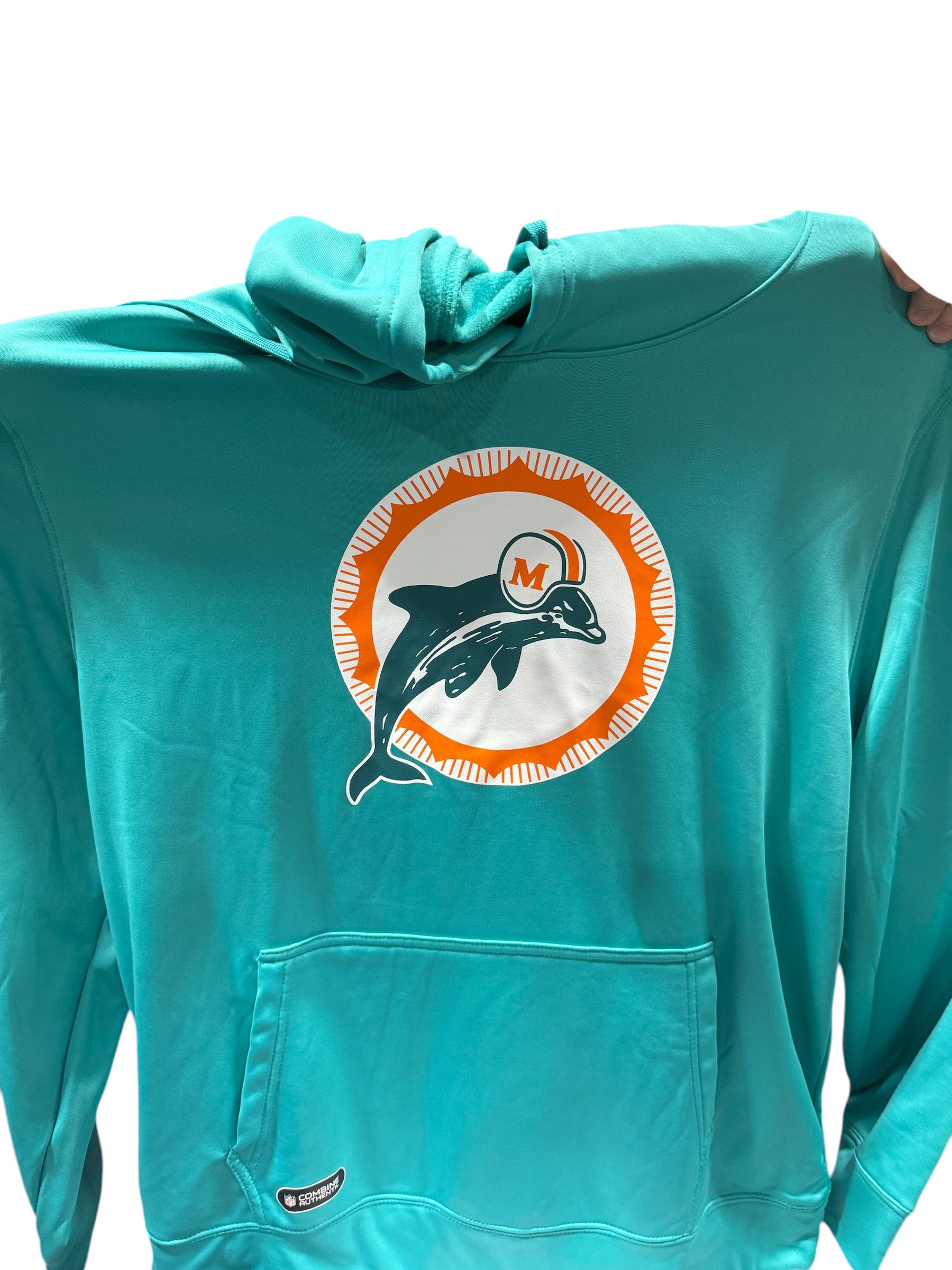 Miami Dolphins NFL Combine Stadium Retro Logo Performance Hoodie - Aqua