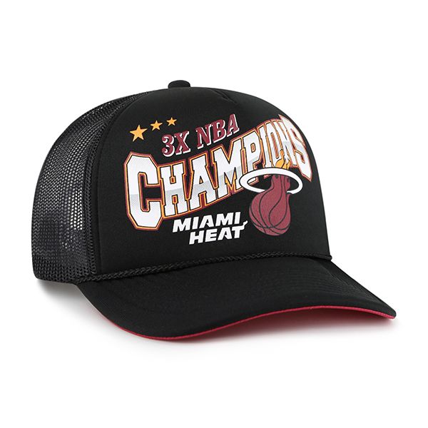Miami Heat 3 x Champions Blacktop Trucker Hat - Black