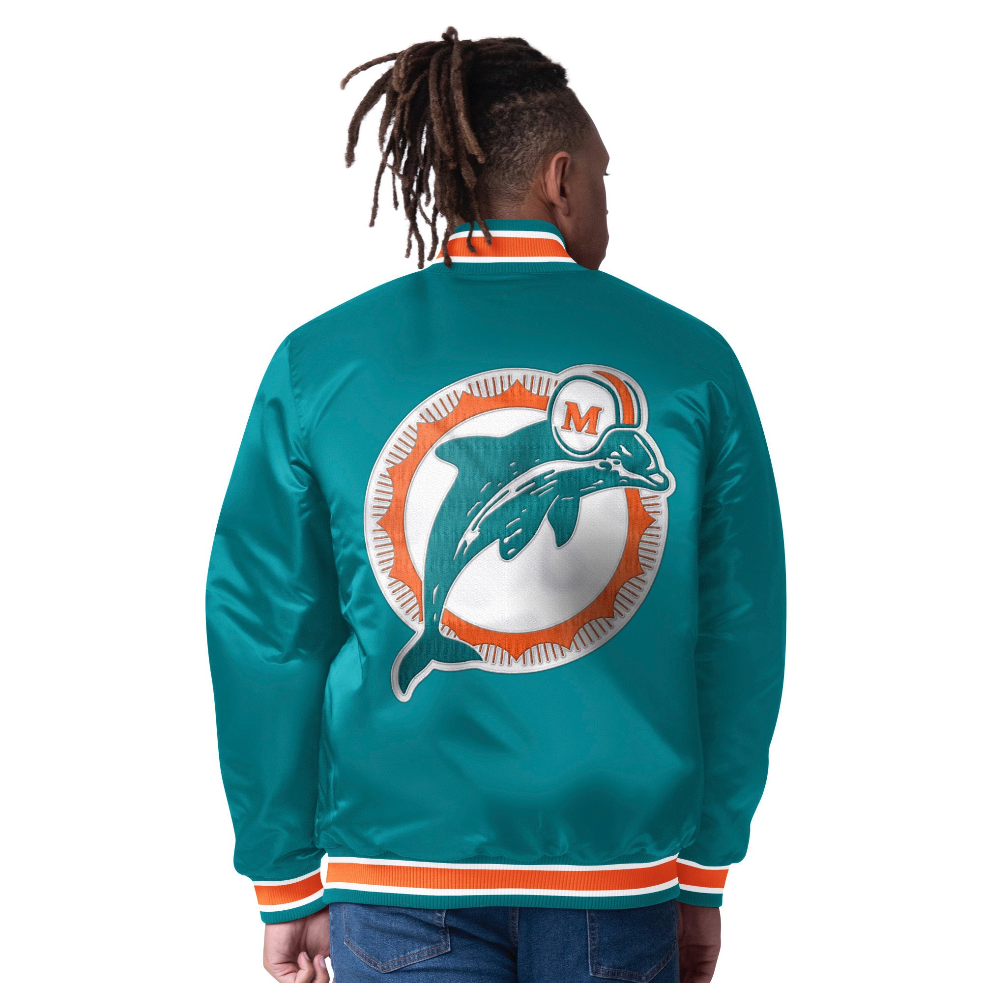 Miami Dolphins Classic Vintage Reversible Starter Jacket- Aqua / Black