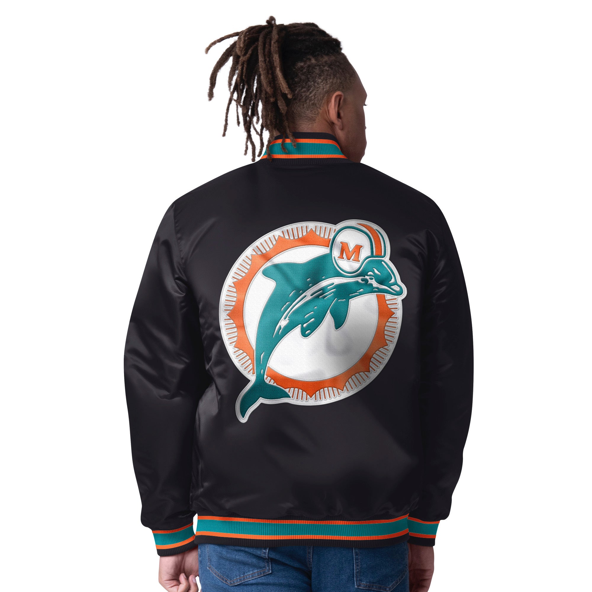 Miami Dolphins Classic Vintage Reversible Starter Jacket- Aqua / Black