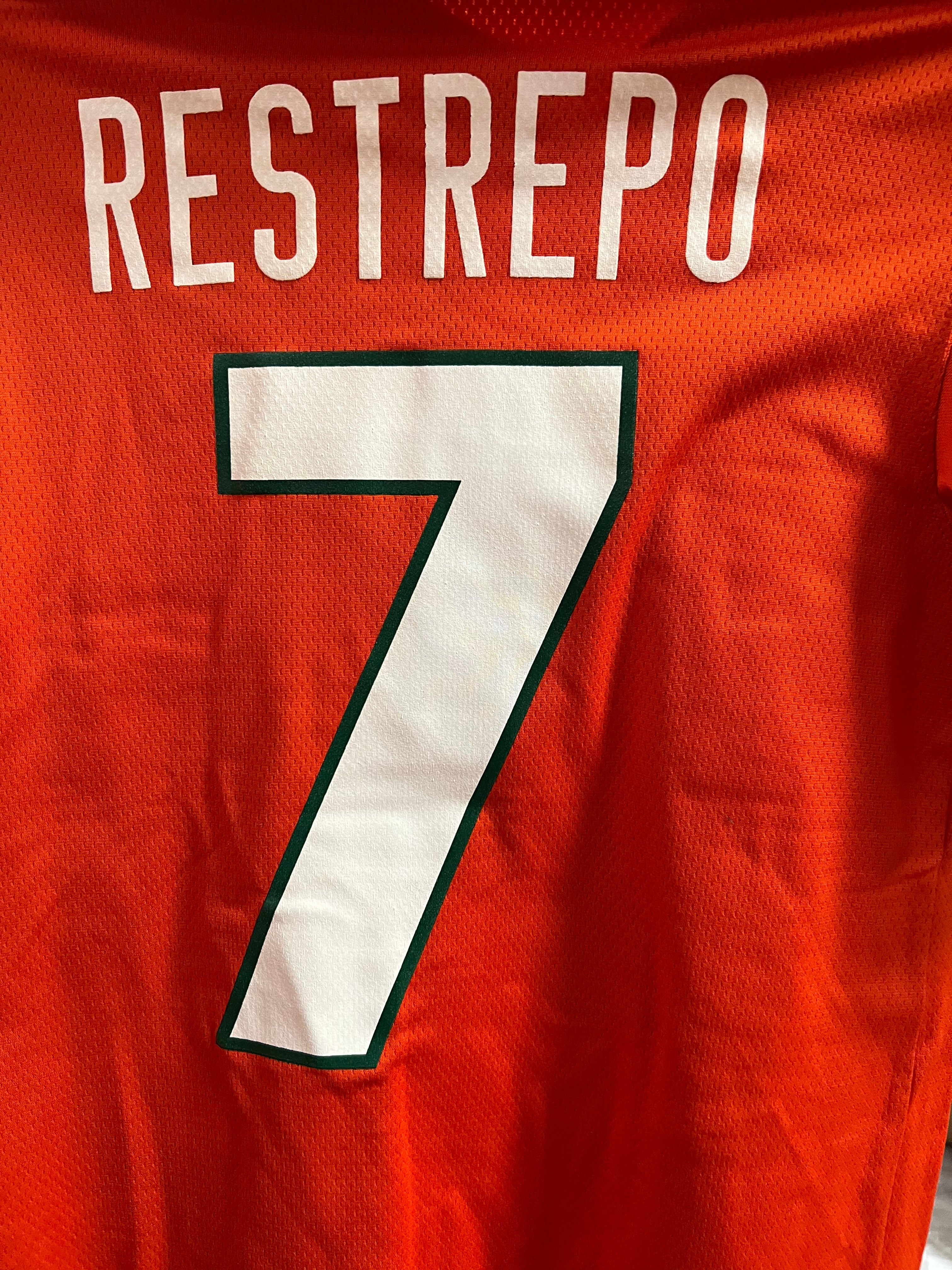 Miami Hurricanes adidas Xavier Restrepo # 7 Jersey - Orange