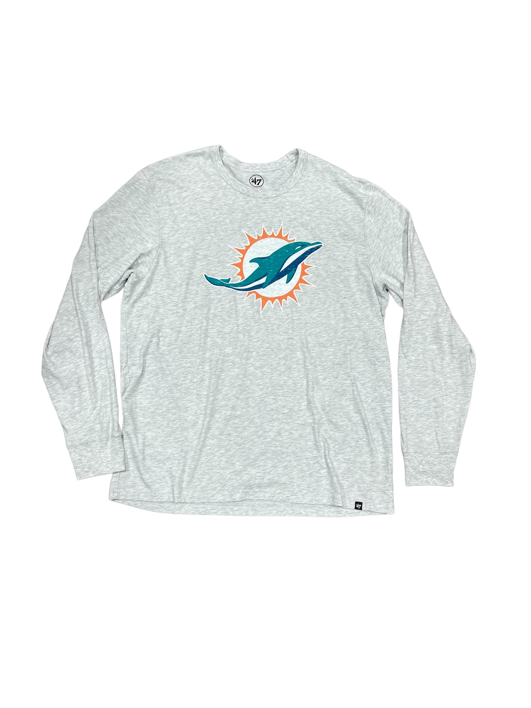 Miami Dolphins '47 Primary Logo Relay Premier Franklin L/S T-Shirt - Grey