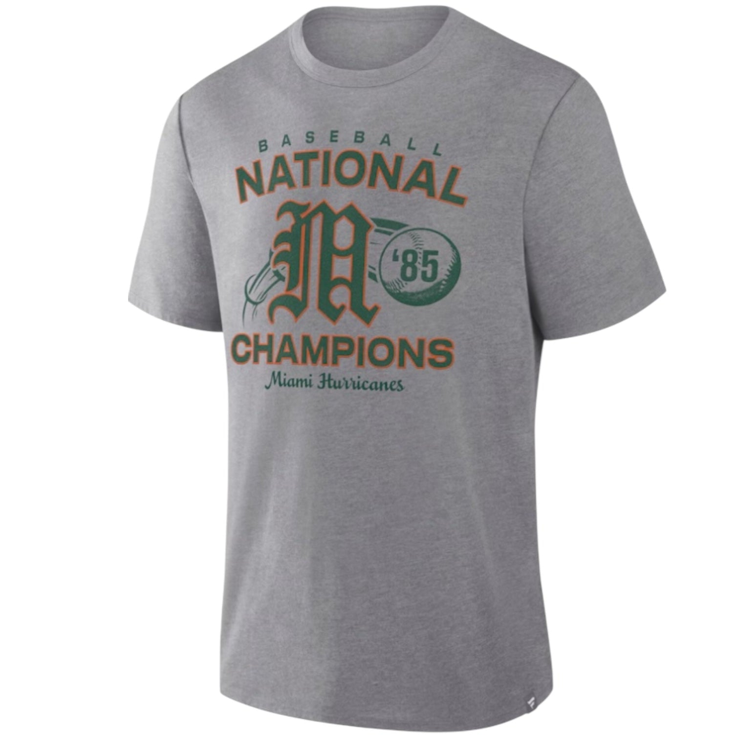 Miami Hurricanes Dynamic Showdown Baseball '85 National Champs Tri-Blend Heathered T-Shirt - Grey