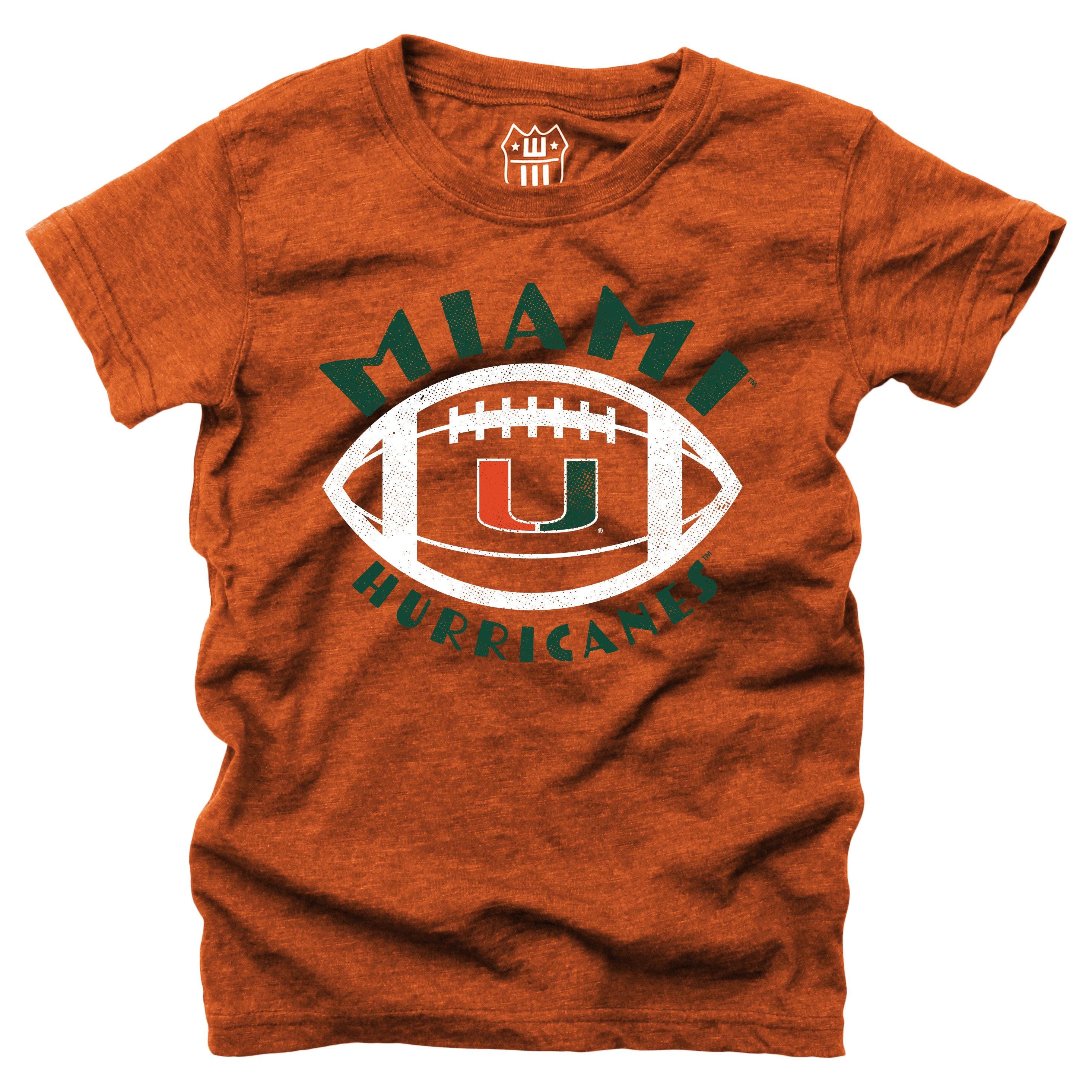 Miami Hurricanes Wes And Willy Youth Tri-Blend T-Shirt - Orange Crush