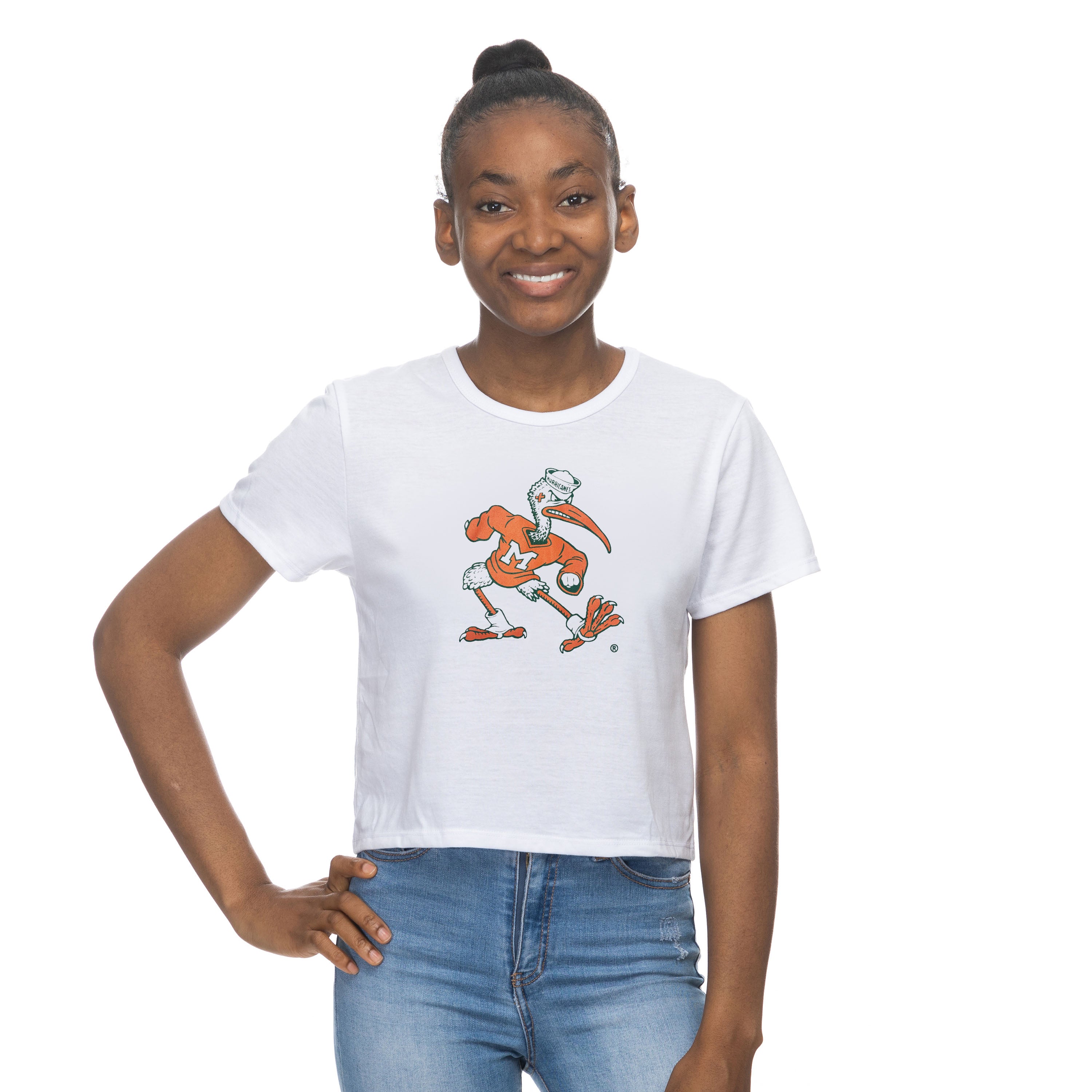 Miami Hurricanes ZooZatz Sebastian Crop T-Shirt - White