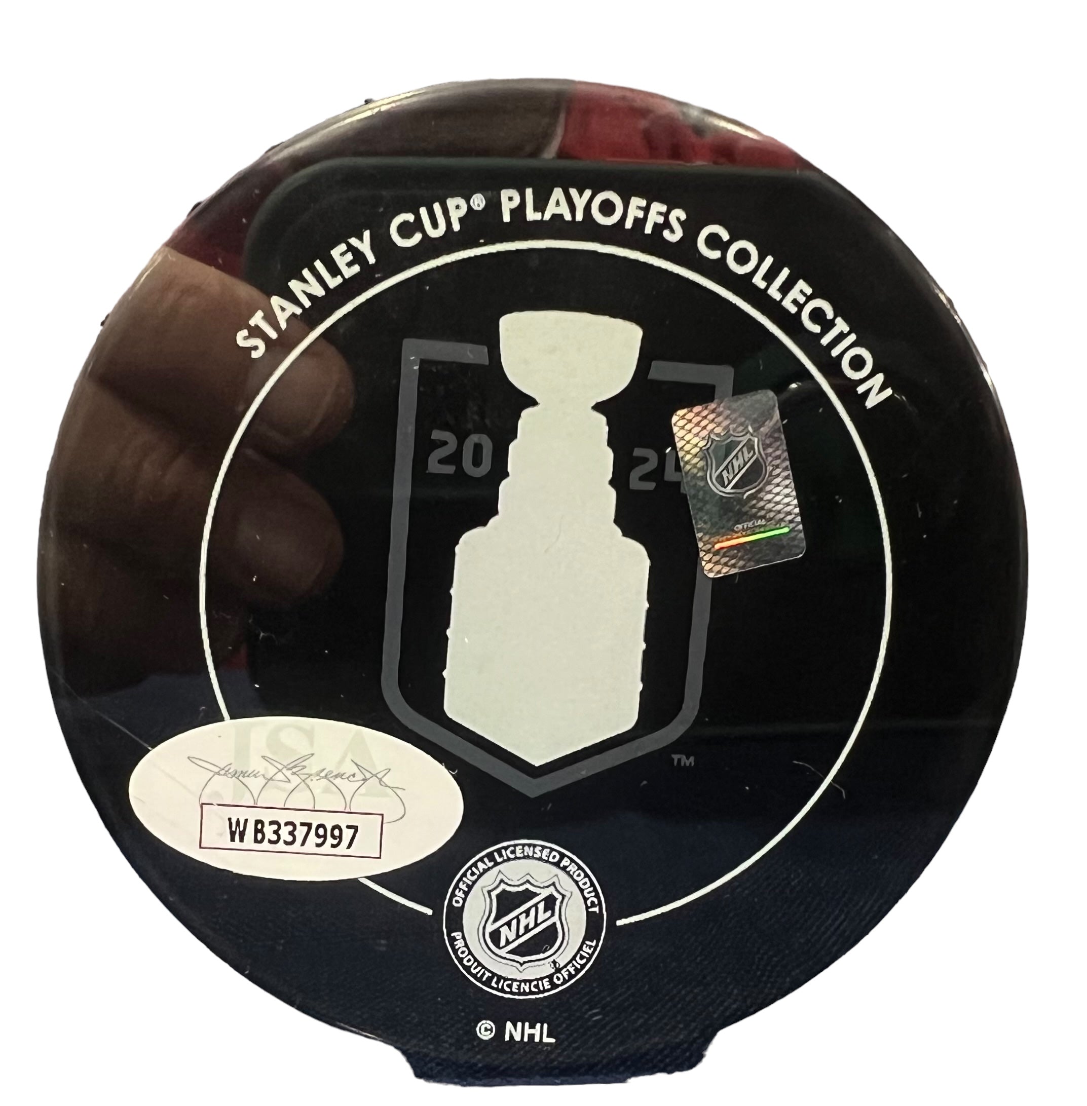 Florida Panthers Anton Lundell Autographed SC Champs Hockey Puck with JSA COA