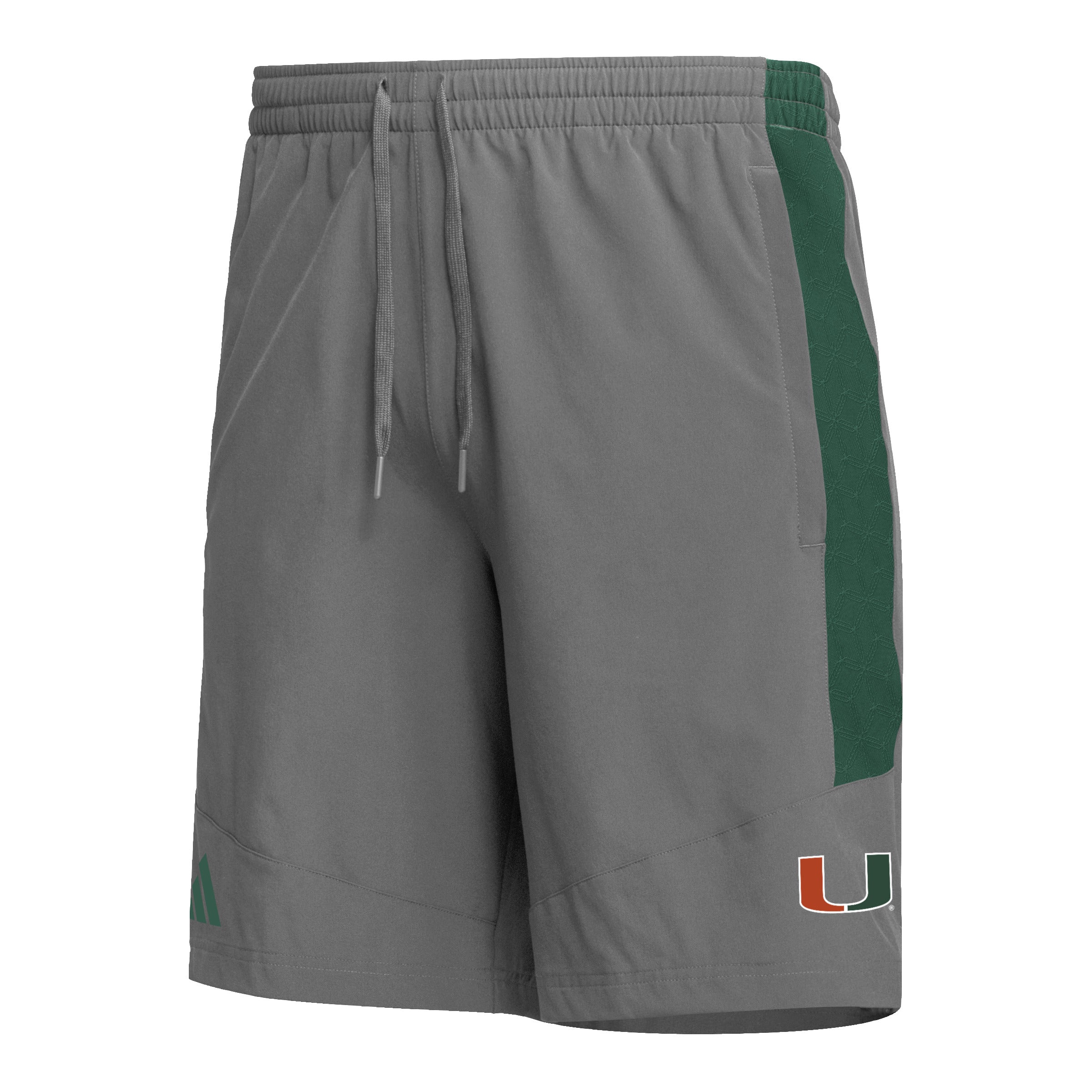 Miami Hurricanes 2023 adidas 9 Inch Woven Aeroready Shorts - Grey