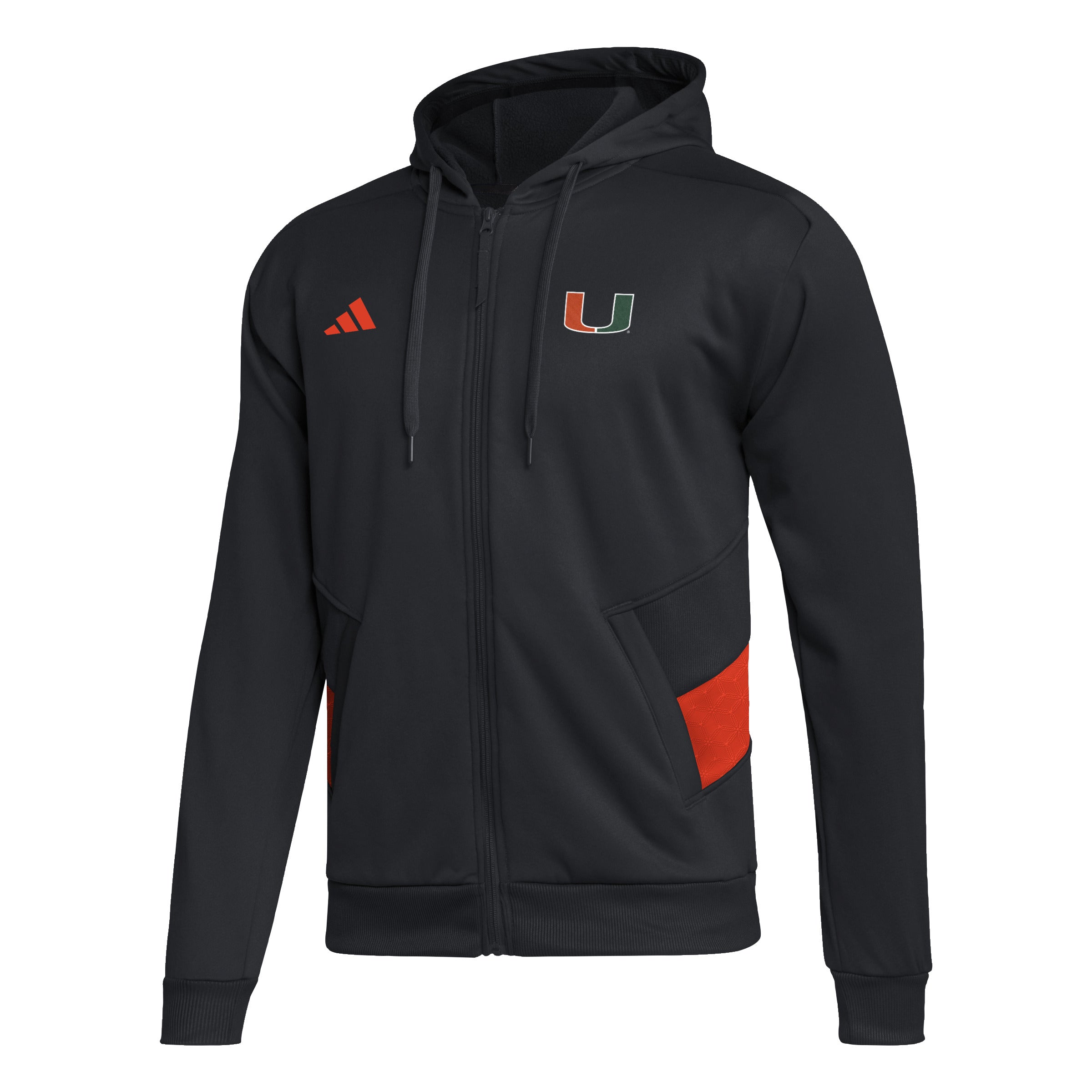 Miami Hurricanes adidas Full Zip Knit Sideline Jacket - Black