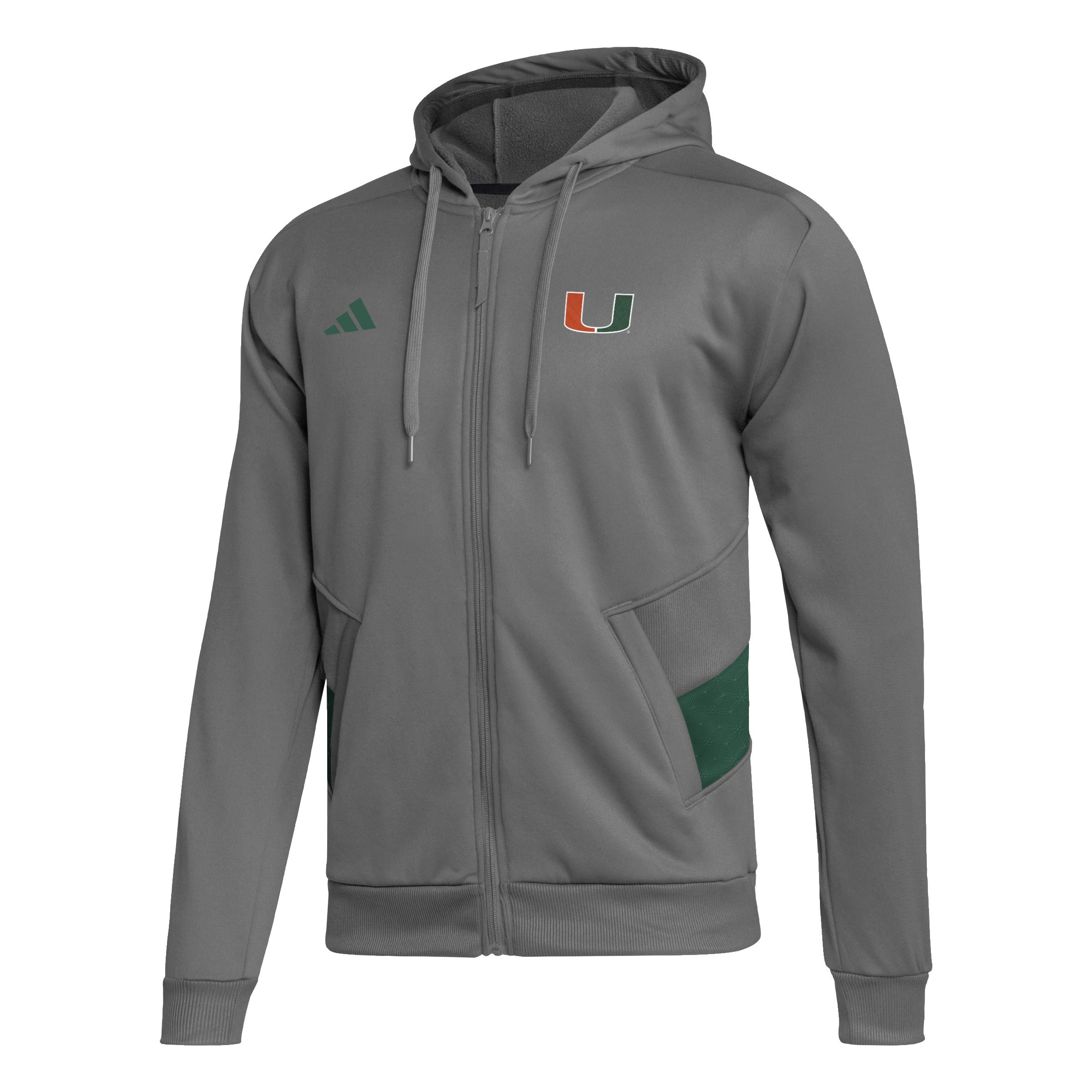 Miami Hurricanes 2023 adidas Full Zip Knit Sideline Jacket - Grey